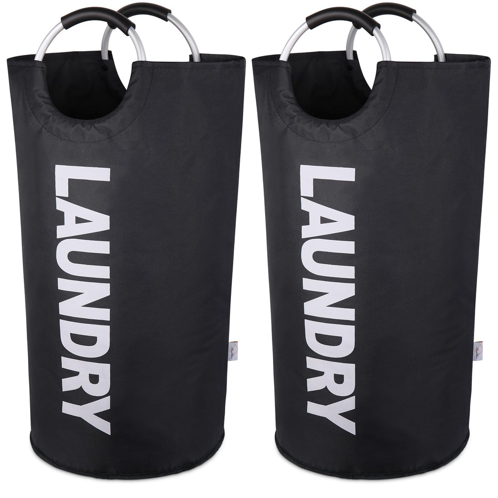 SweetMemo 95L Laundry Hampers 2 Pack ，Large Tall Laundry Baskets with Handles, Freestanding Cloth Hamper Bag – Dirty Fabric Laundry Bags for College Dorm，Laundry Room, Sturdy, Lightweight – Black