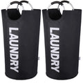 SweetMemo 95L Laundry Hampers 2 Pack ，Large Tall Laundry Baskets with Handles, Freestanding Cloth Hamper Bag – Dirty Fabric Laundry Bags for College Dorm，Laundry Room, Sturdy, Lightweight – Black