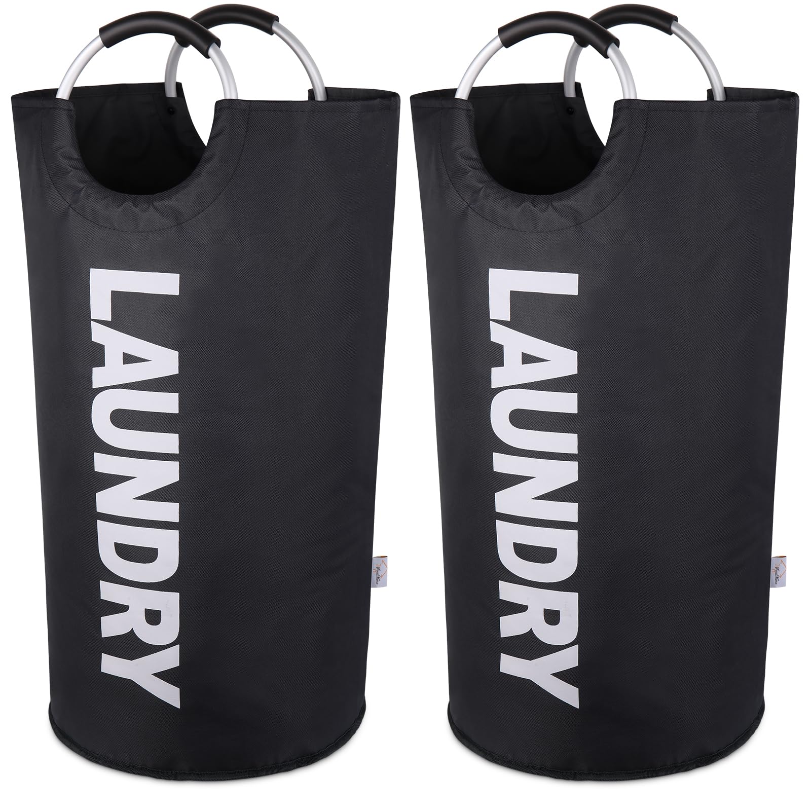 SweetMemo 95L Laundry Hampers 2 Pack ，Large Tall Laundry Baskets with Handles, Freestanding Cloth Hamper Bag – Dirty Fabric Laundry Bags for College Dorm，Laundry Room, Sturdy, Lightweight – Black