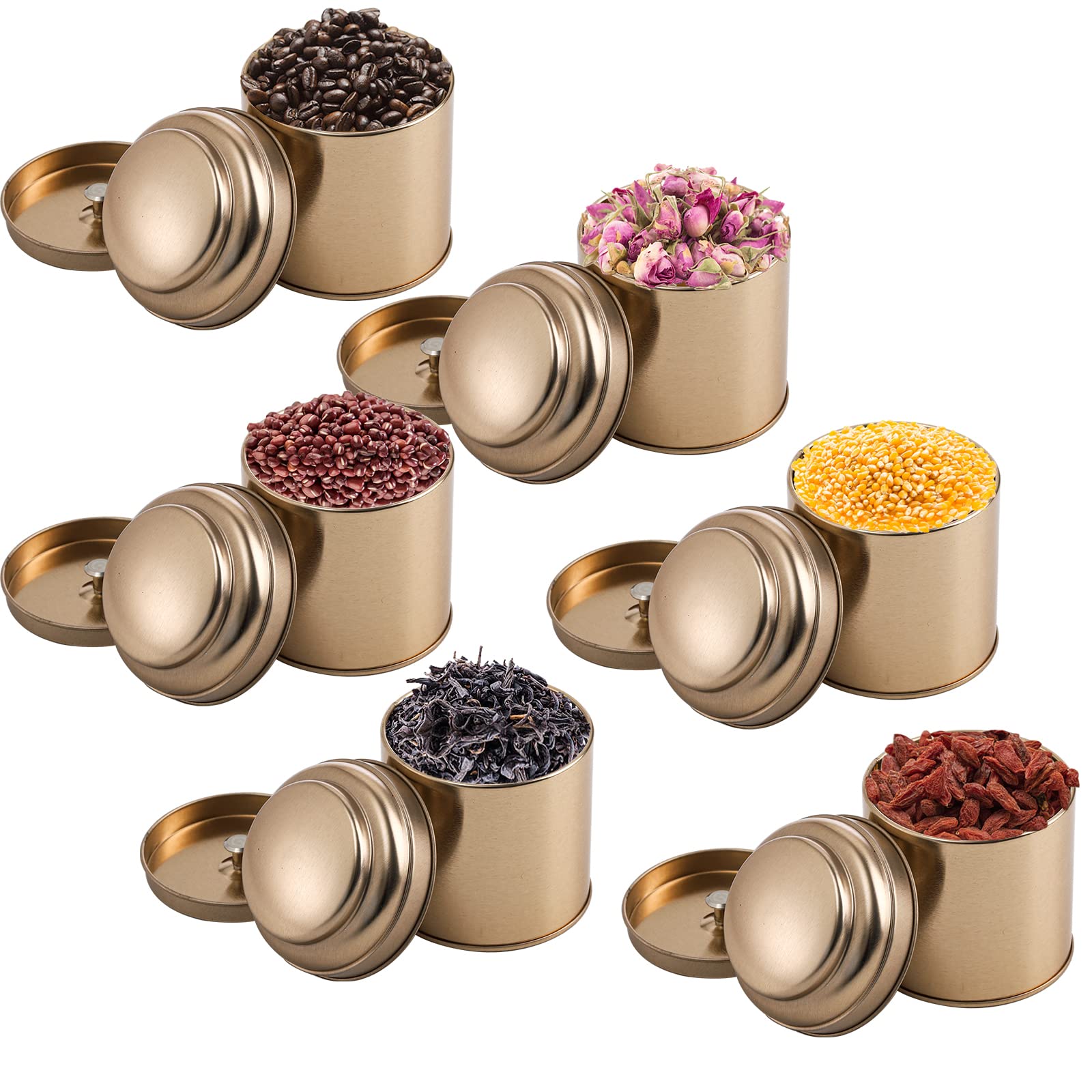 Lawei 9 Pack Tea Tins Canister with Airtight Double Lids, Mini Tea Storage Containers Round Tin Can Box for Storage Tea Coffee Sugar Loose Leaf