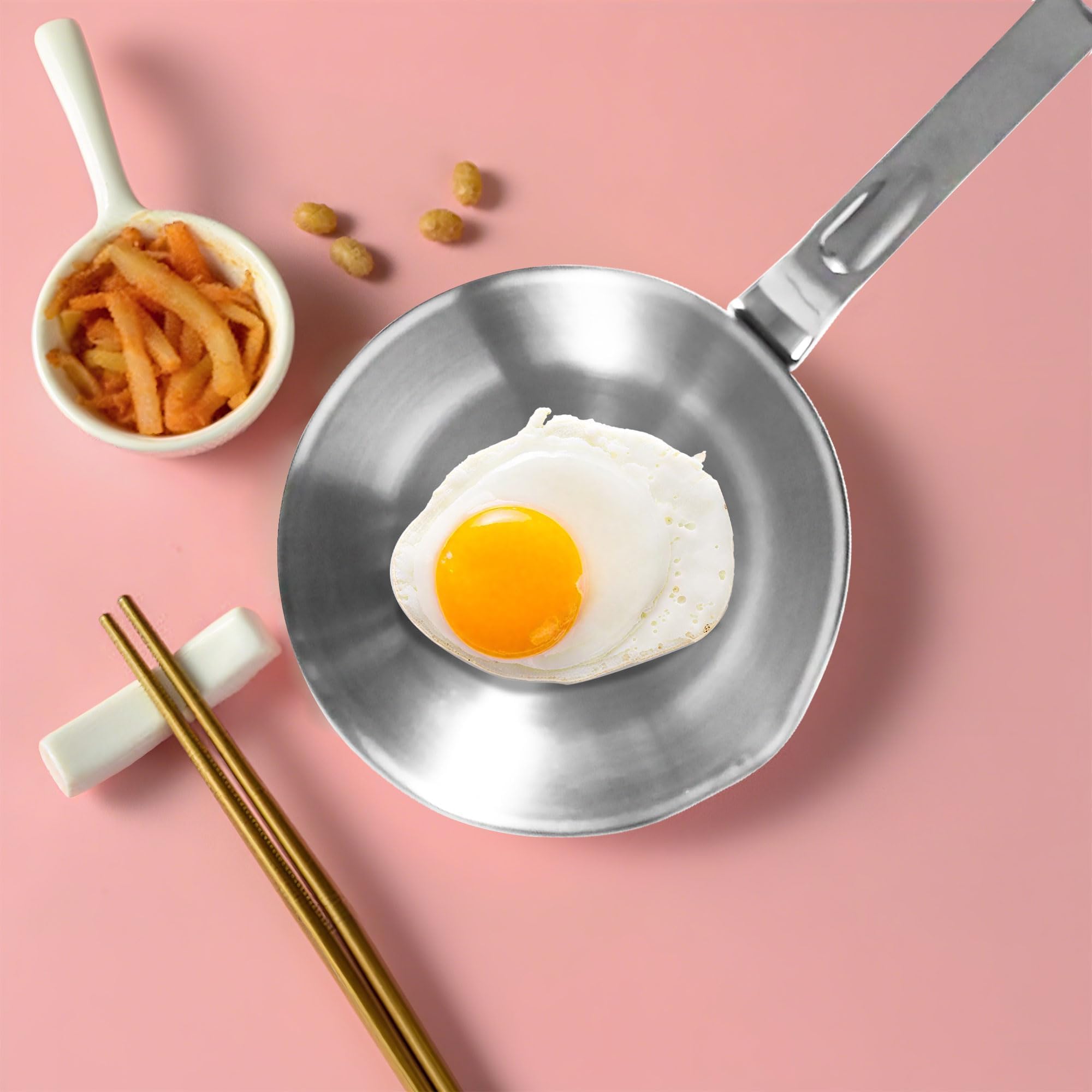 IMEEA 4.7-Inch Mini Egg Pan Omelet Pan SUS304 Stainless Steel Mini Sauce Pan Frying Pan with Spout