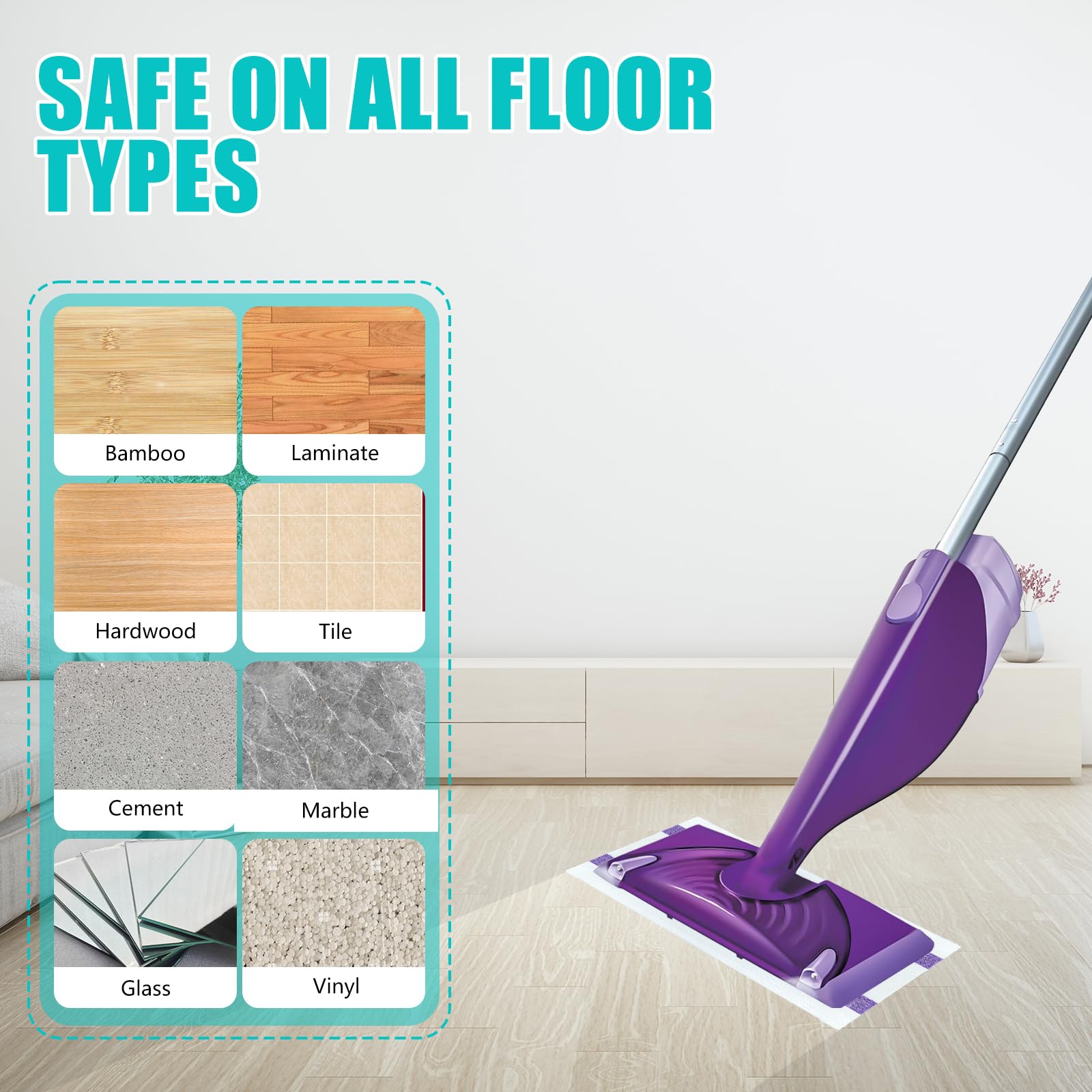 30 Count Disposable Wetjet Pads Refills for Swiffer Wet Jet,Spray Wet Pads Refill, Heavy Duty Mop Pad Refills,All Purpose Multi Surface Floor Cleaning, Thickness&Absorbent