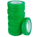 10 Rolls of Green Masking Tape, Each roll 24mm Wide and 50 Meters Long, totaling 500 Meters, Suitable for General Masking Applications.