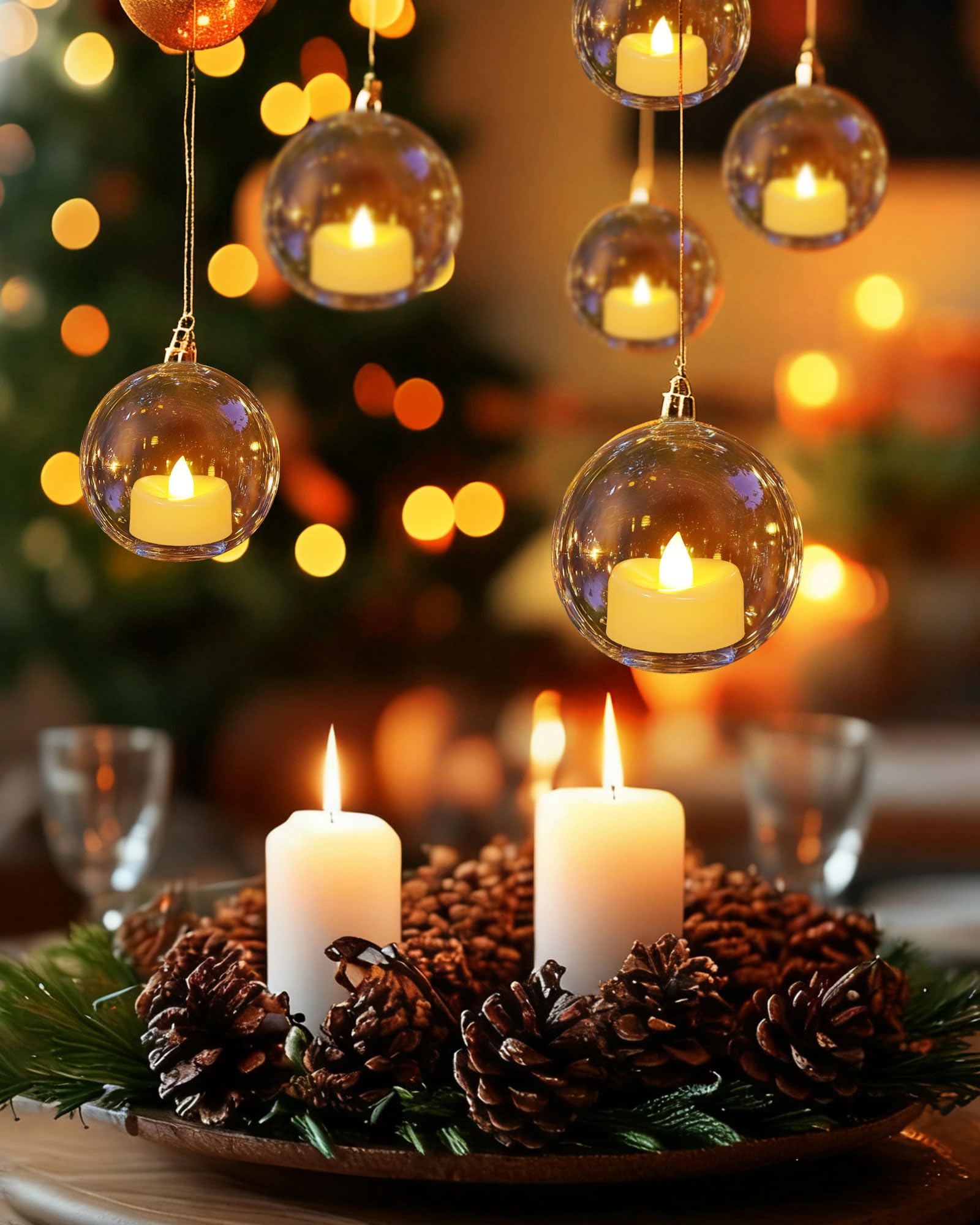 AMAGIC Warm Yellow Tealight 50 Pack Battery Flameless Tea Lights Fake Candle Realistic Bright Last 100+ Hours, for Halloween Birthday Holiday Decoration