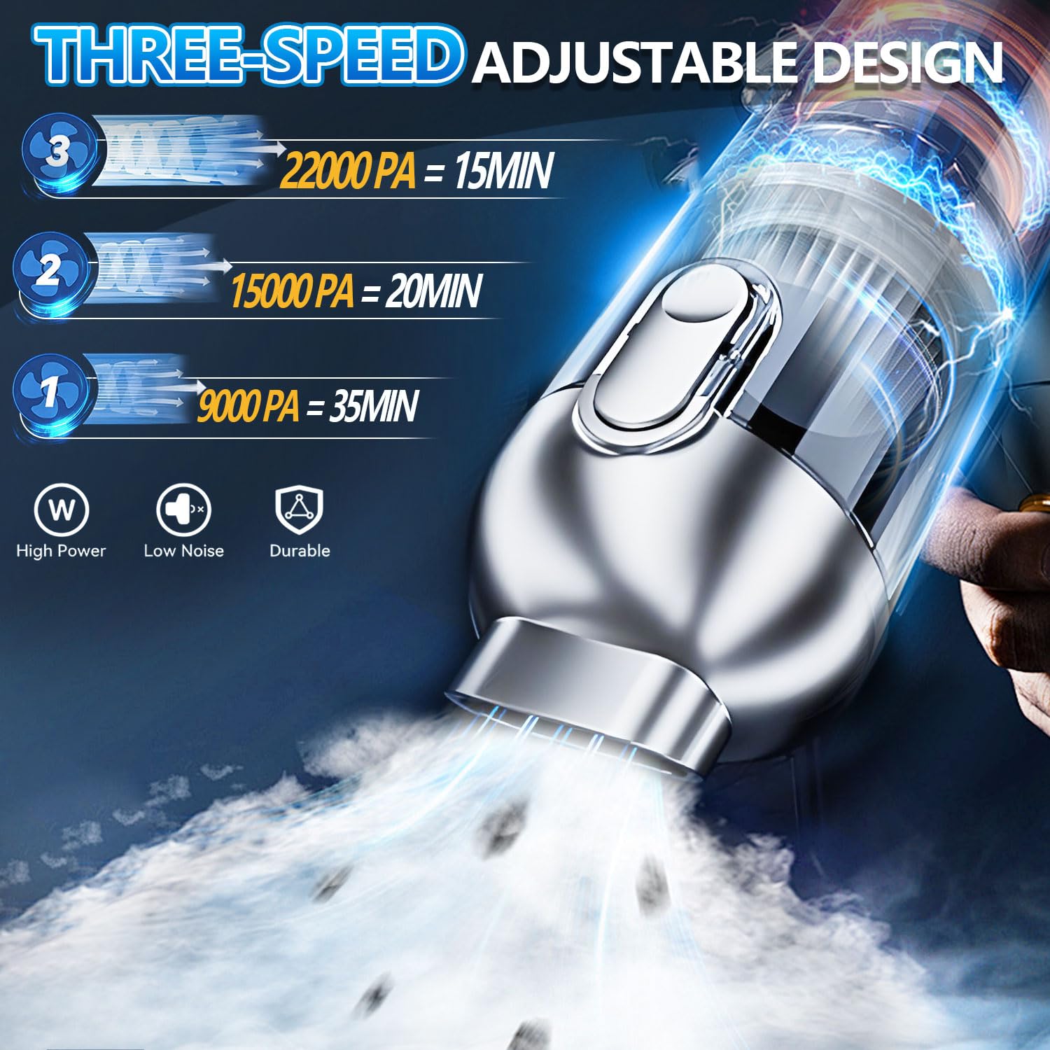 Car Vacuum Cleaner, 22000Pa Powerful Suction Handheld Vacuum Cordless with Brushless Motor, 11-in-1 Portable Hand Held Vacuum Rechargeable Air Duster/Blower/Pump for Pet Hair Removal, Car, Home