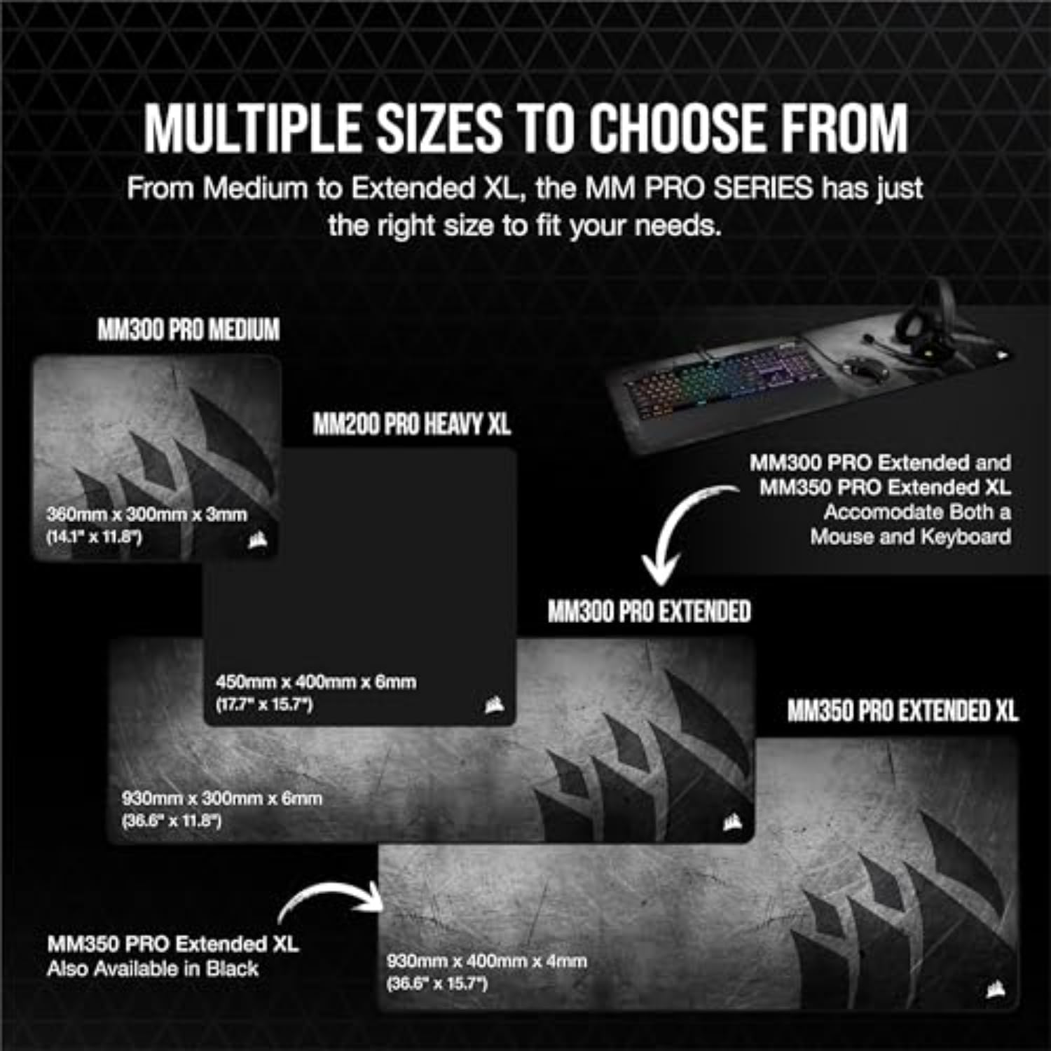 Corsair MM350 PRO Premium Spill-Proof Cloth Gaming Mouse Pad – Extended XL, Multicolor (CH-9413771-WW)