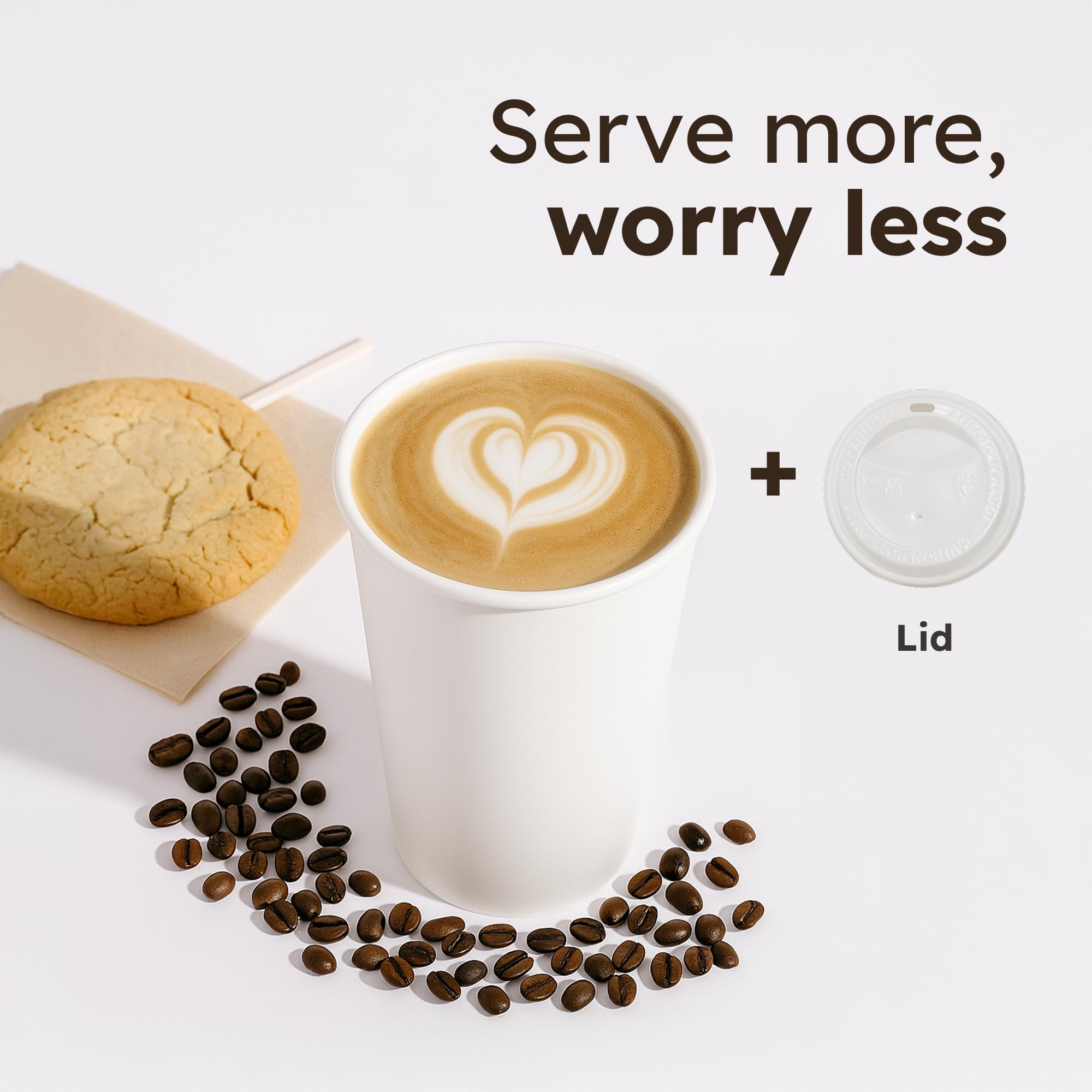 8oz Disposable Coffee Cups with Lids – Set of 100 Disposable Cups for Hot and Cold Drinks – White Paper Cups with Lids for Thermal Protection – 100 Units, 8oz Each