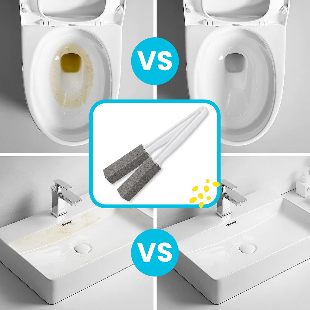 Simple Life Pumice Stone Toilet Bowl Cleaner with Extra Long Handle - Scouring Stick for Limescale, Mildew, and Hard Water Stains on Toilets, Grills, Tiles, Grout, and Pools (2 Count)