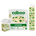 Caboo Tree Free Facial Tissues, 3 Ply Natural Tissue Paper, Pack of 4, Hypoallergenic Tissue Boxes, 60 Tissues Per Box, 240 Total Tissues