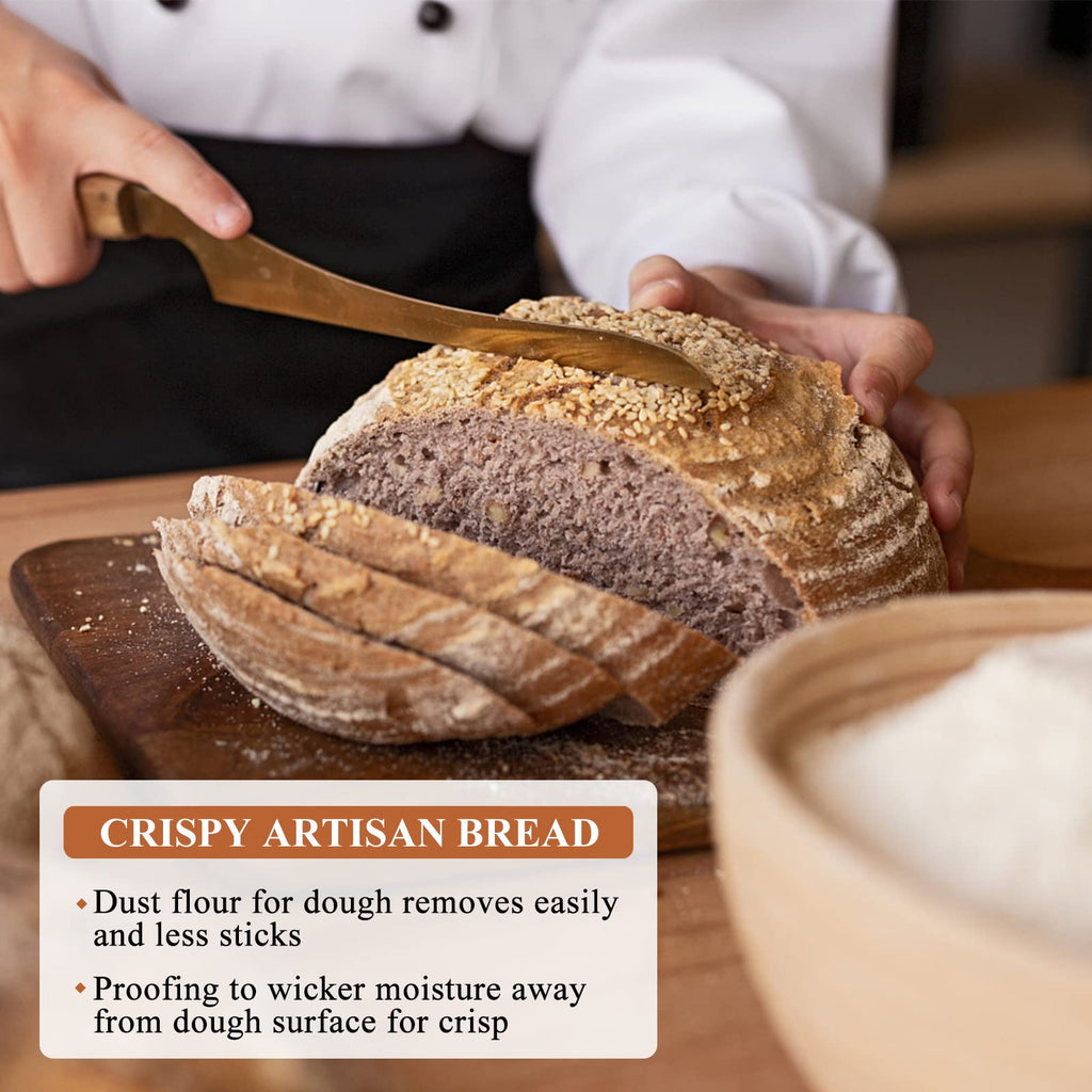 Bread Proofing Basket 9 Inch: Set of 2 Round Banneton Sourdough Proofing Bowls for Artisan Bread Making for Professionals and Home Bakers