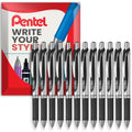 Pentel EnerGel XM BL77 - Retractable Liquid Gel Ink Pen - 0.7mm - 54% Recycled - Black Ink - Pack of 12 in Wallet