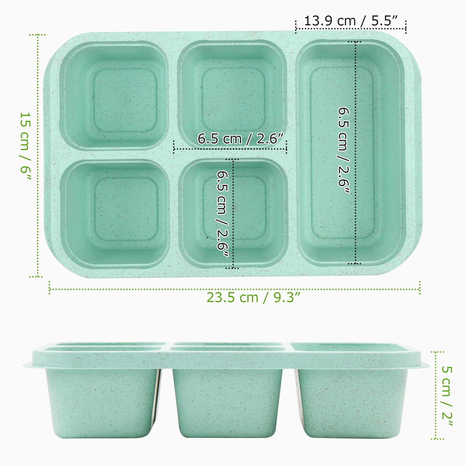 4 Pack Bento Lunch Box - BPA-Free Reusable Bento Box Kids Adult - 5-Compartment Meal Prep Container with Lids - Lunch Box for Kids, Toddler, Adults - Suitable for School, Company, and Travel