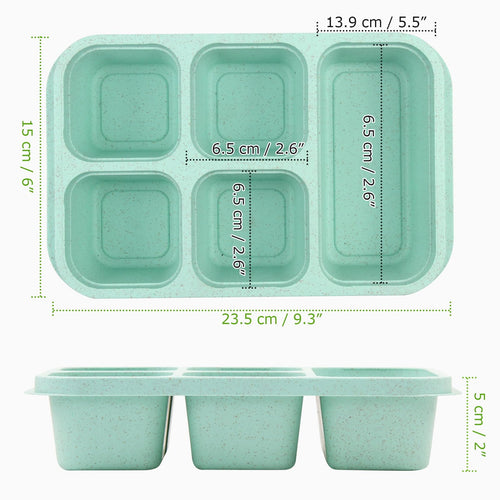 4 Pack Bento Lunch Box - BPA-Free Reusable Bento Box Kids Adult - 5-Compartment Meal Prep Container with Lids - Lunch Box for Kids, Toddler, Adults - Suitable for School, Company, and Travel