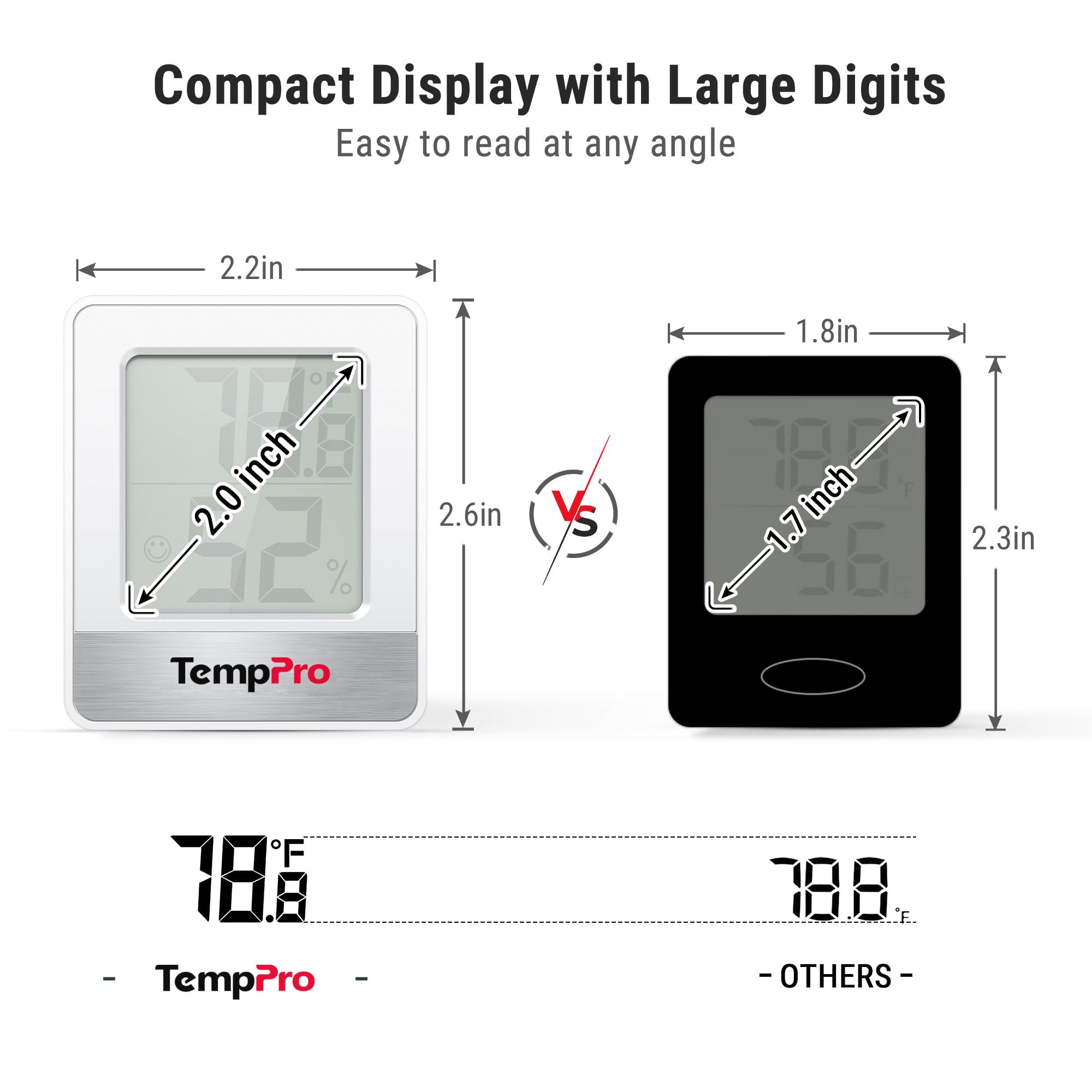 ThermoPro TP49 2 Pieces Digital Hygrometer Thermometer Humidity Meter Room Thermometer with Temperature and Humidity Monitor Outdoor Thermometer White
