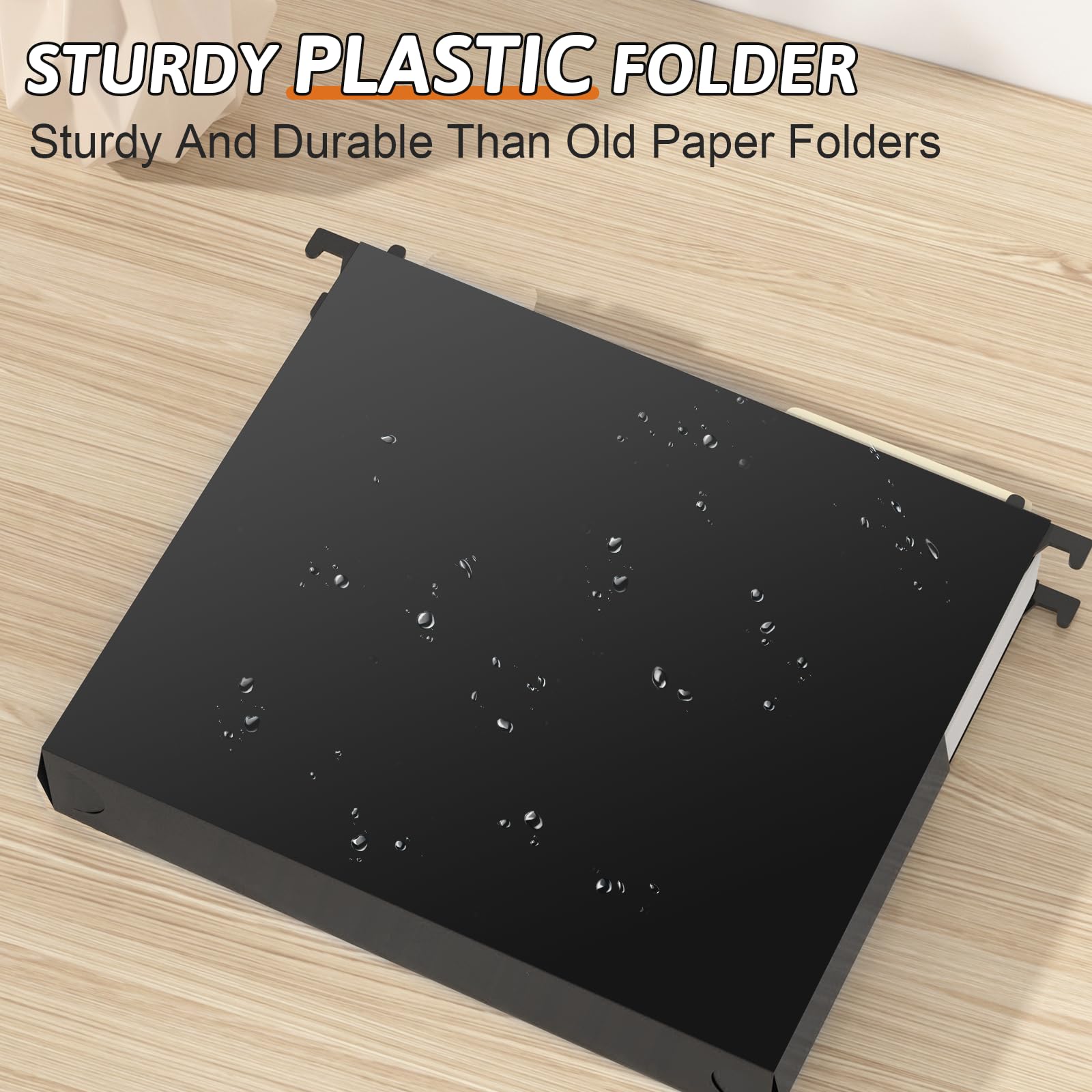 Nordun Plastic Extra Capacity Hanging File Folder Letter Size, 12 Pack Reinforced Hang Folders,Heavy Duty 2 Inch Expansion,Expandable Hanging Folders,Hanging Organizer Designed for Bulky Files (Black)