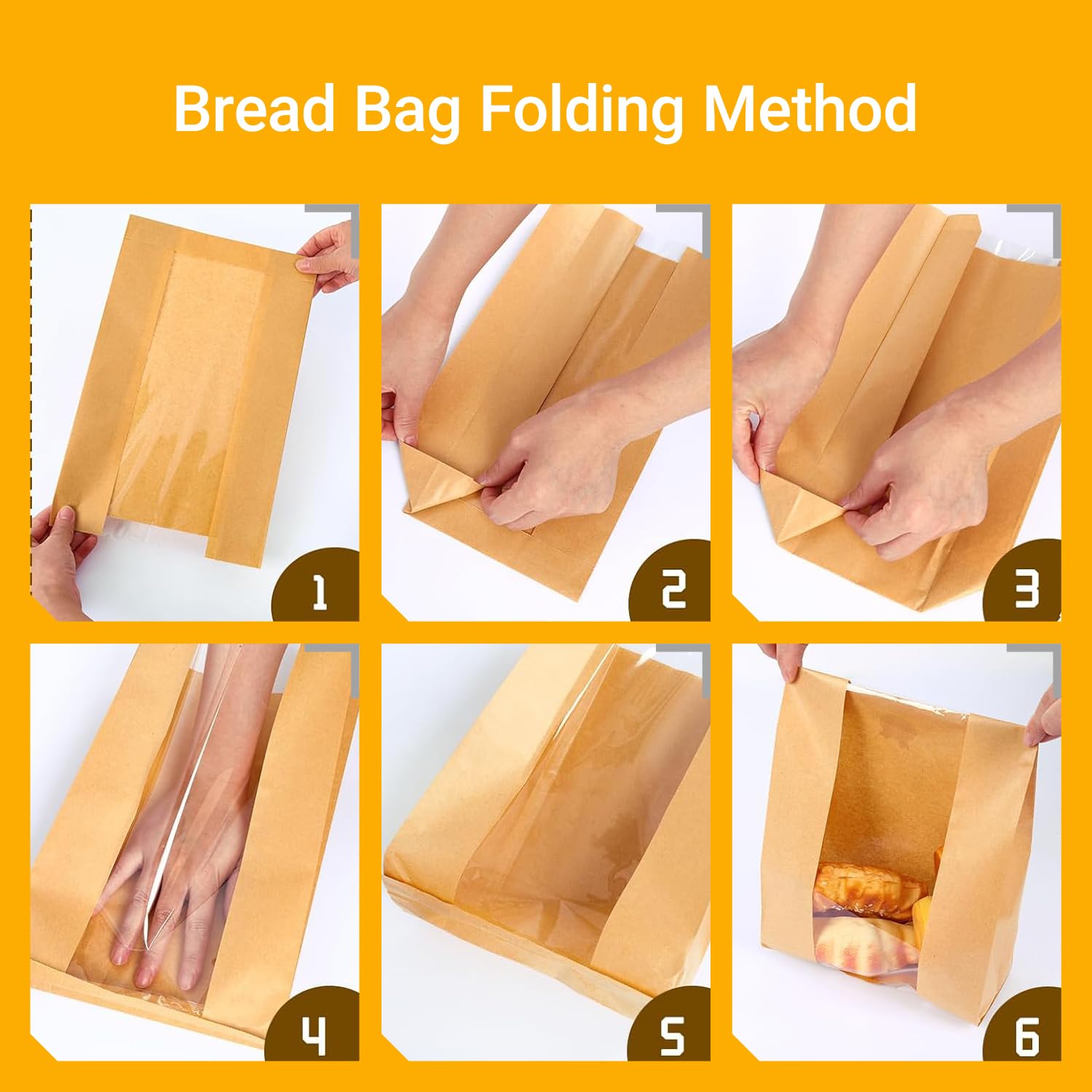 60Pcs Paper Bread Bags for Homemade Bread, Sourdough bread bags with Window, Brown Kraft Paper Bakery Bags with Label Seal Stickers (13.7x8.2x3.7 inch)