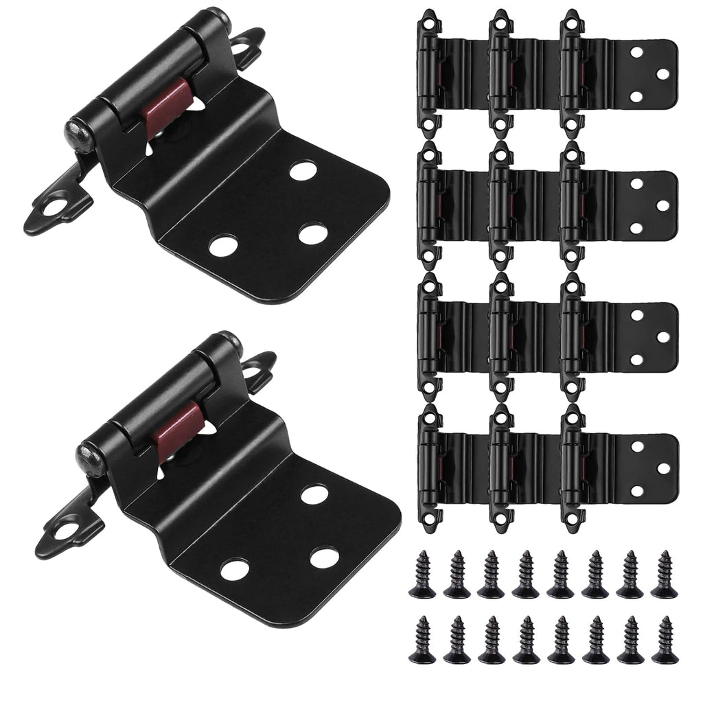 16 Pack Cabinet Hinges for Kitchen Cabinets,3/8" Inset Cabinet Hinge Self Closing Kitchen Cabinet Door Hinges Black Kitchen Cabinet Door Hinges with Screws(8 Pairs)