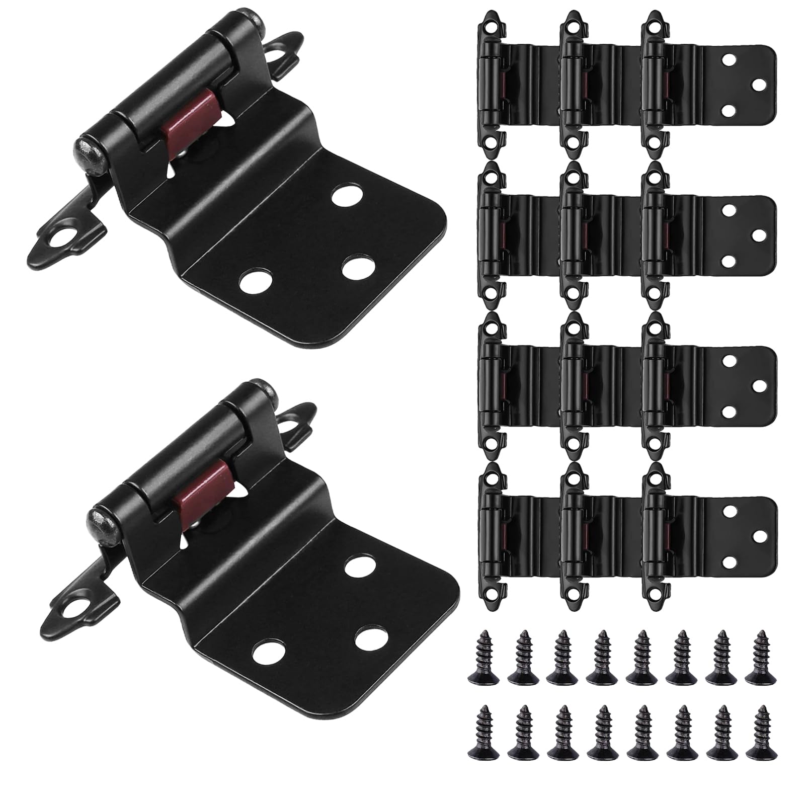 16 Pack Cabinet Hinges for Kitchen Cabinets,3/8" Inset Cabinet Hinge Self Closing Kitchen Cabinet Door Hinges Black Kitchen Cabinet Door Hinges with Screws(8 Pairs)