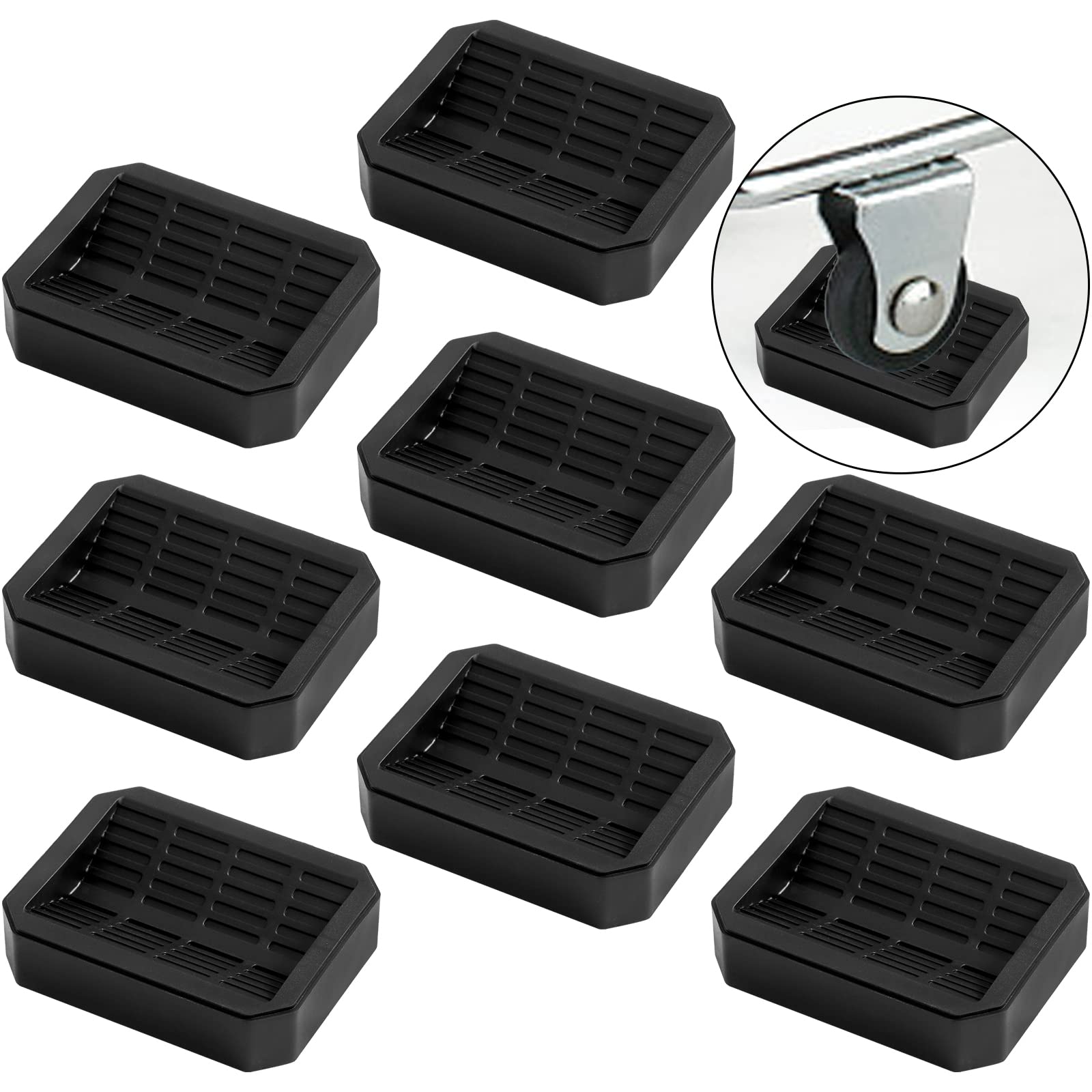 Peohud 8 Pack Bed Wheel Stoppers, Rubber Furnitures Caster Cups, Bed Furniture Stopper, Anti-Sliding Castor Wheels Stoppers for All Wheels of Furniture, Sofas, Beds, Office Chairs, Prevents Scratches