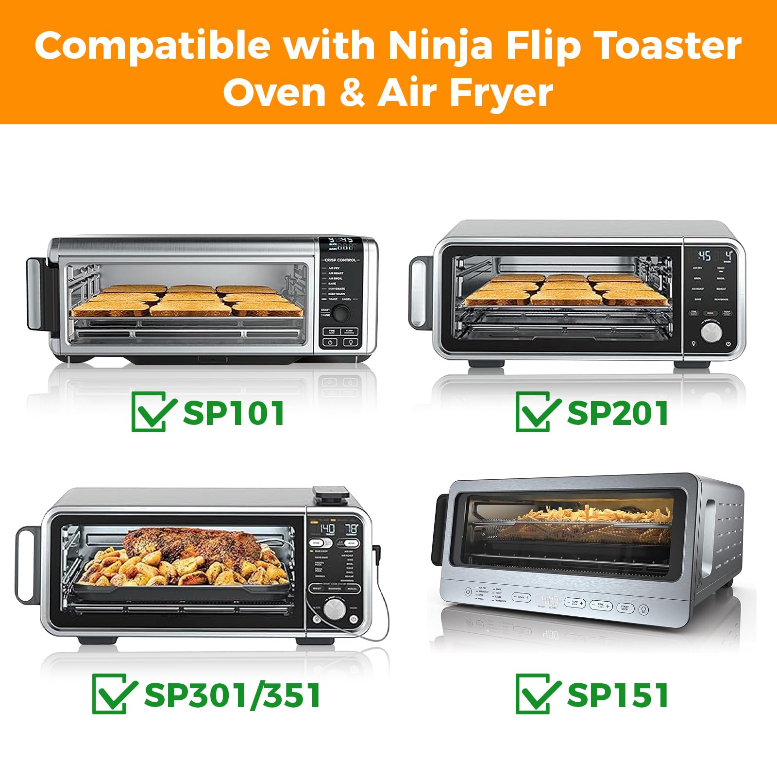 HUOMENDirect 4-Pack 12inch x Oven Liners, Nonstick Sheet Pan, Roast Tray, Baking Dish, Basket Liner for Bottom Ninja SP101 SP301 Foodi Air Fry and most 12-inch / 13-inch Electric Gas (30cm 30cm) SP