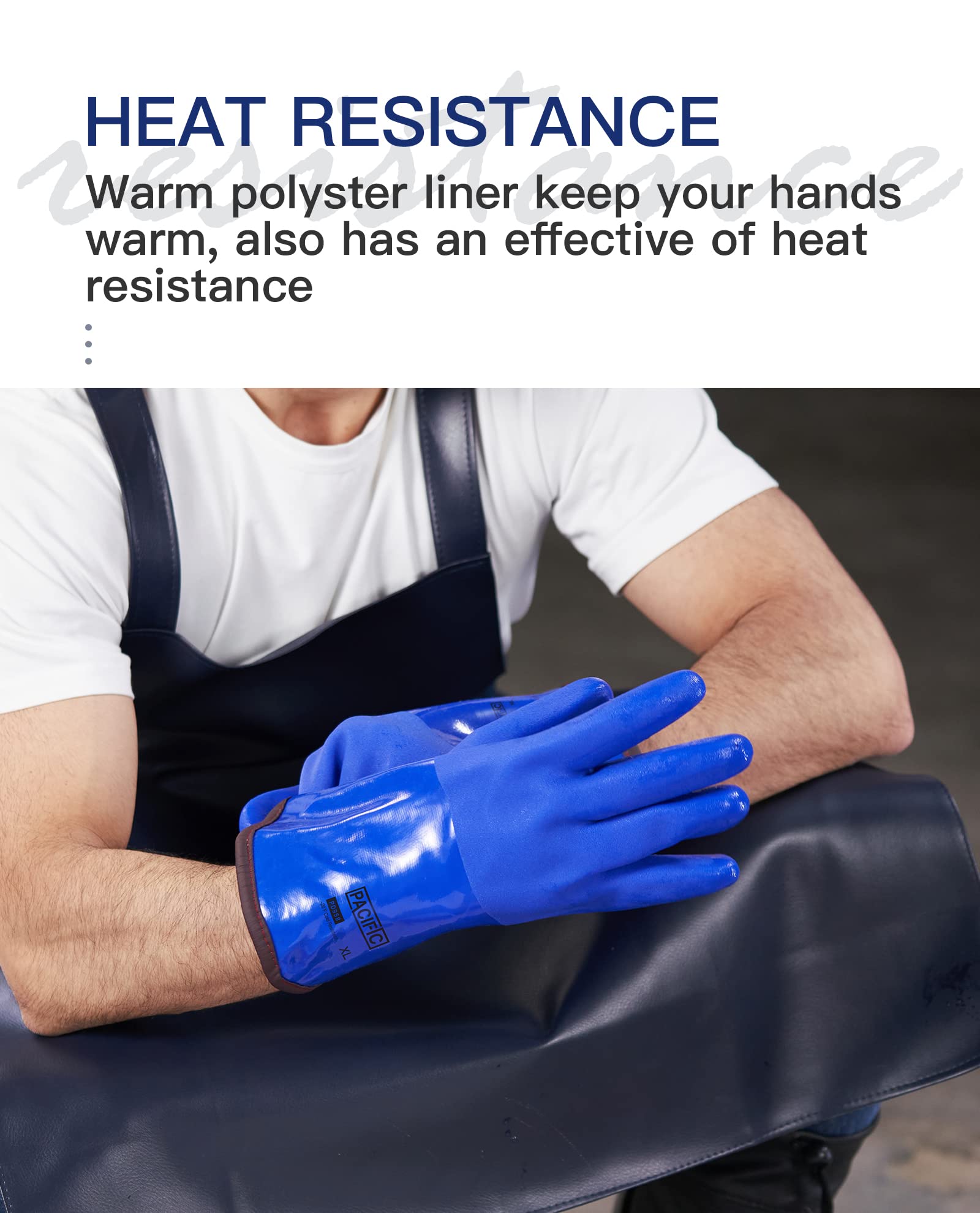 PACIFIC PPE Winter Work Gloves for Cold Weather, Thermal Insulated Freezer, Coated Cold Proof Heavy Duty PVC Rubber Gloves, Chemical&Oil Resistant, Waterproof, Touchsreen, Non-Slip,Large