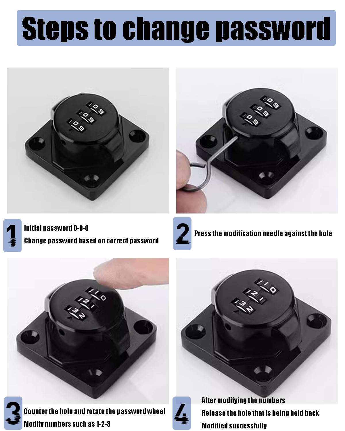 Mechanical Password Rotary Hasp Locks Cabinet Locks with Combination Door Suitable for School Gym Storage Cabinet Fence Toolbox Door Box (Black)