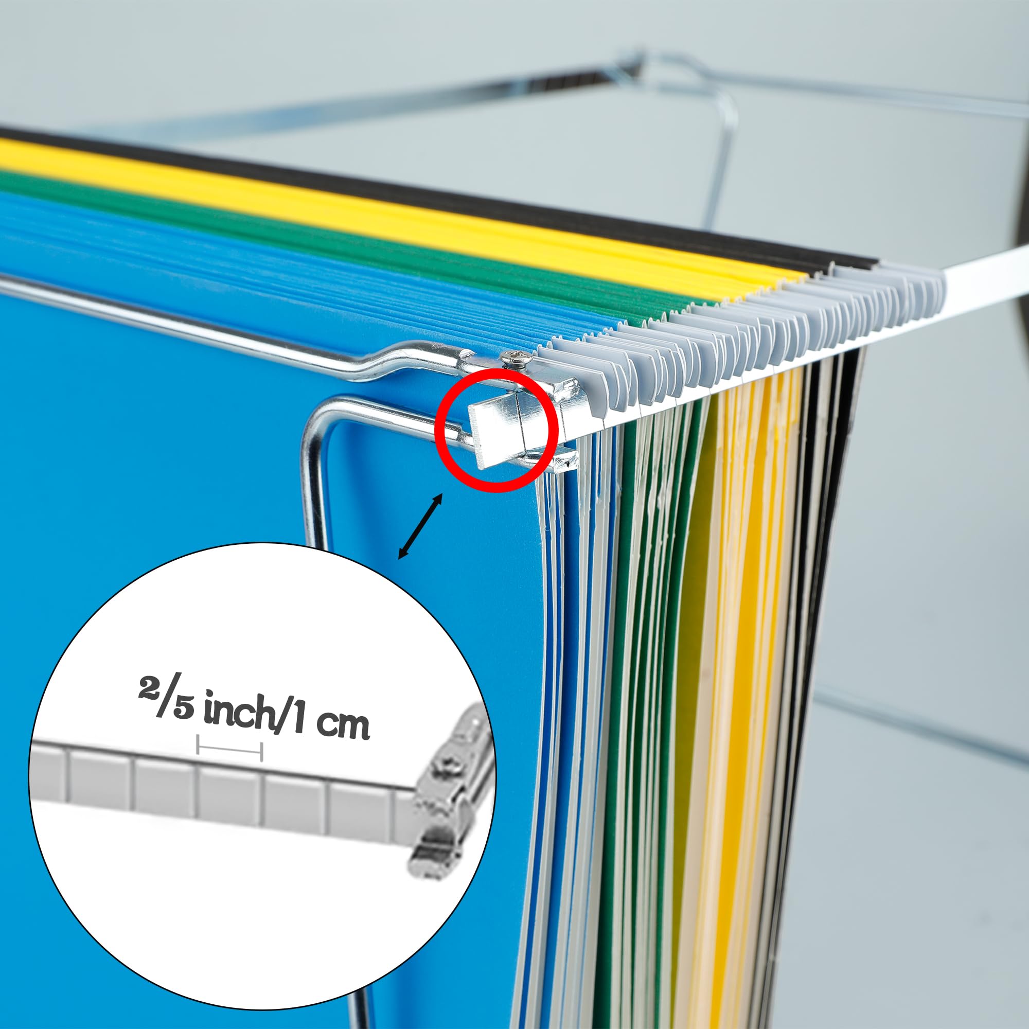 VZCPYTPM 2 Packs Hanging File Folder Frame,Heavy Duty Steel Hanging File Organizer,File Cabinet Rails,Adjustable 11 to 17.4 Inches,Mountable