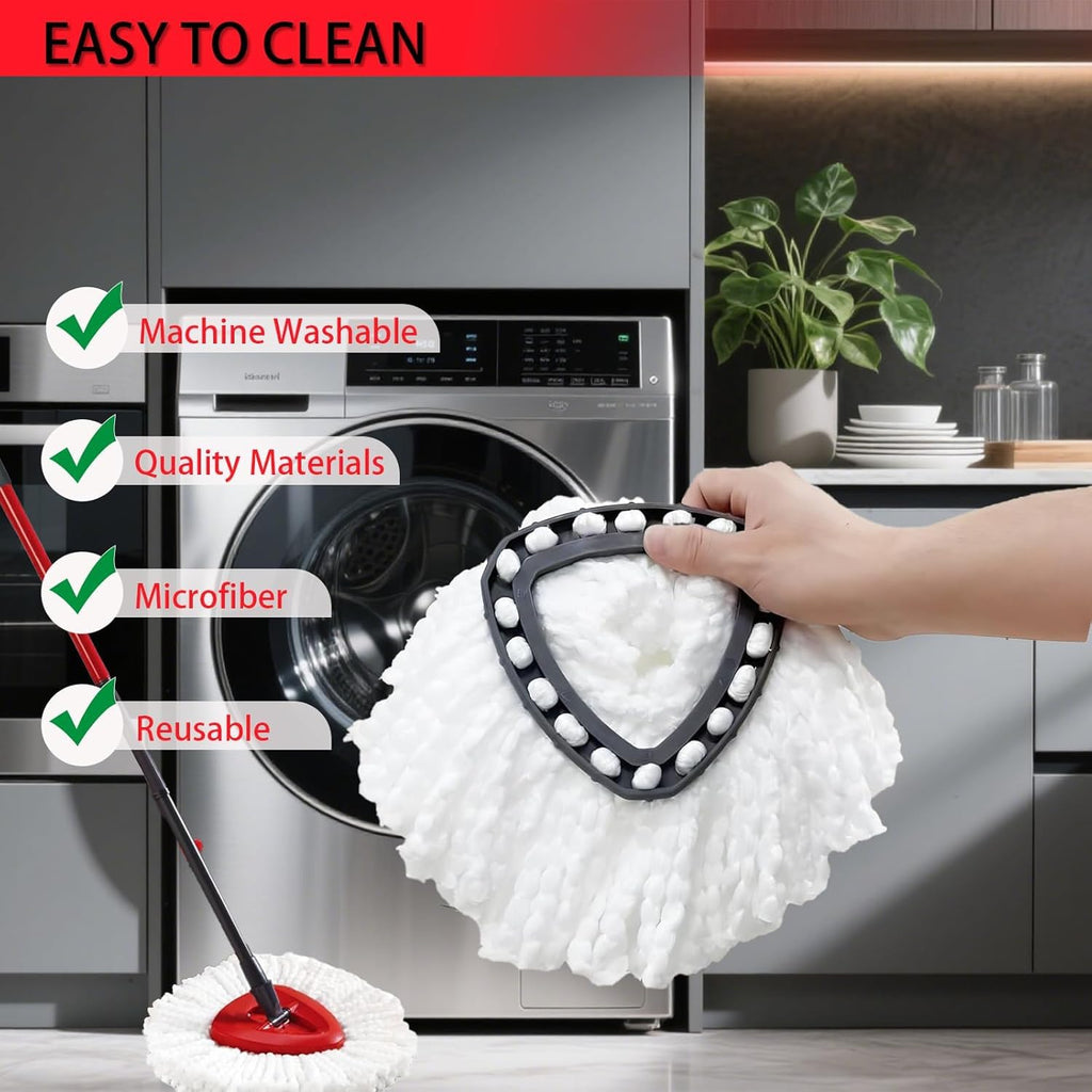 10 Pack-in-1 Reusable Mop Head Replacement for Vileda Easywring 1-Tank System, Microfiber Spin Moop Refills Compatible with Vileda Triangle Mops,Deep Clean Refill, Machine Washable & Easy to Replace