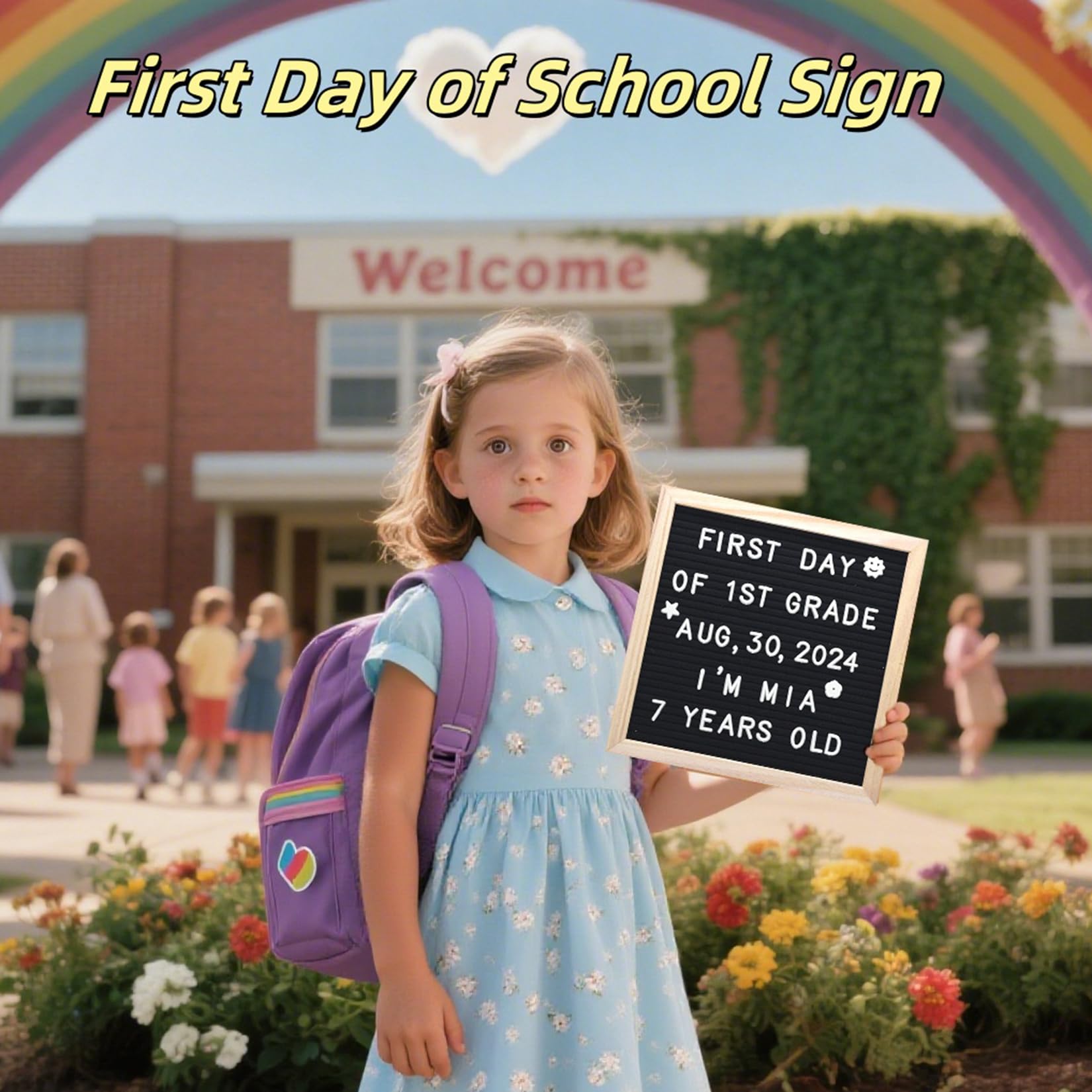 Felt Letter Board with 336 Letters Numbers & Symbols, First Day of School Board, 10x10 Inches, Changeable Message Board with Wooden Frame Wall Mount Hook (Black)