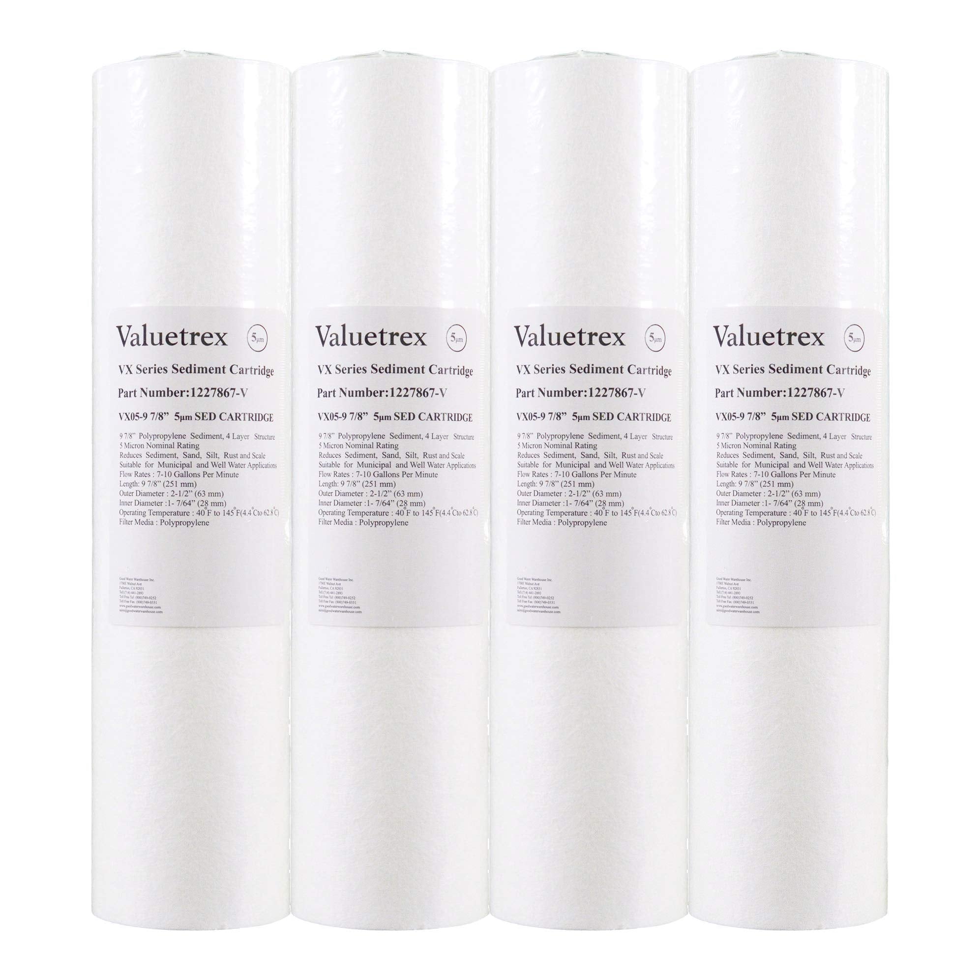 Valuetrex Filters VX05-9 7/8" 5 Micron Sediment Cartridge 4 Pack