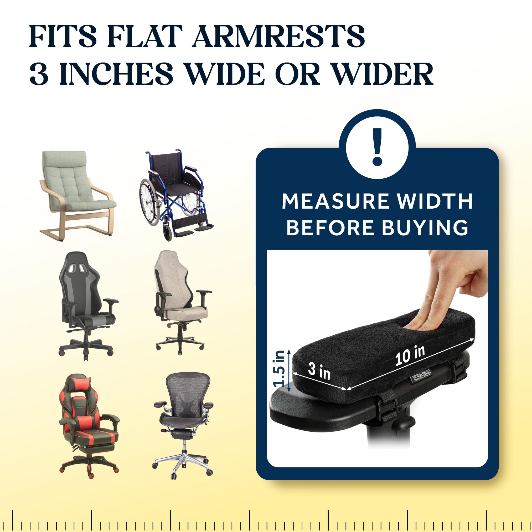 WESTERN COMFORT Thick Office Chair Armrest Pads - Desk Chair Arm Pads - Arm Rest Pad - Office Chair Armrest Cover - Gaming Chair Armrest - Set of 2