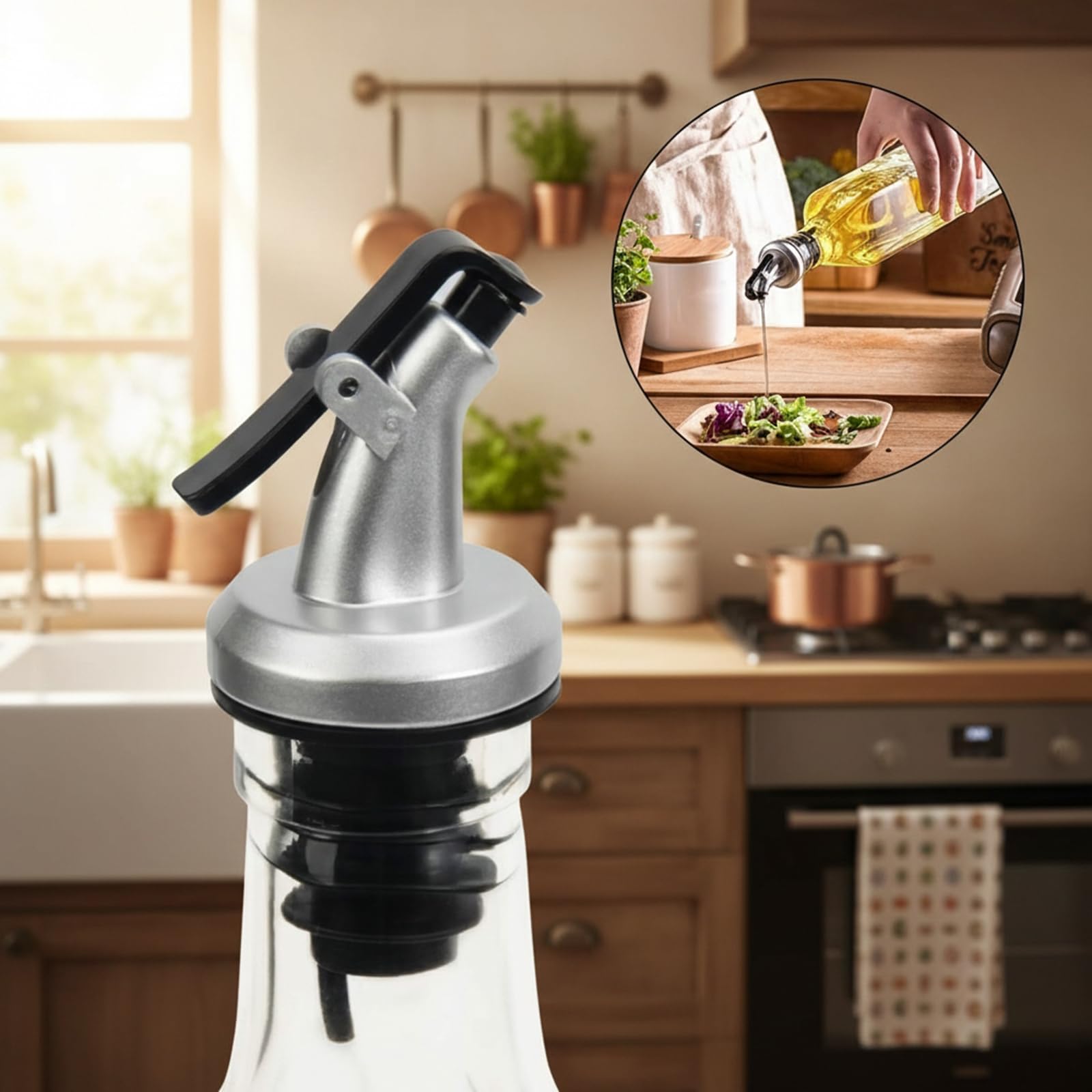 WERTIOO Oil Dispenser Bottle 4 Pack 17 OZ Glass Olive Oil and Vinegar Dispenser Set Oil Container with Funnel & Pen and Tag for Kitchen