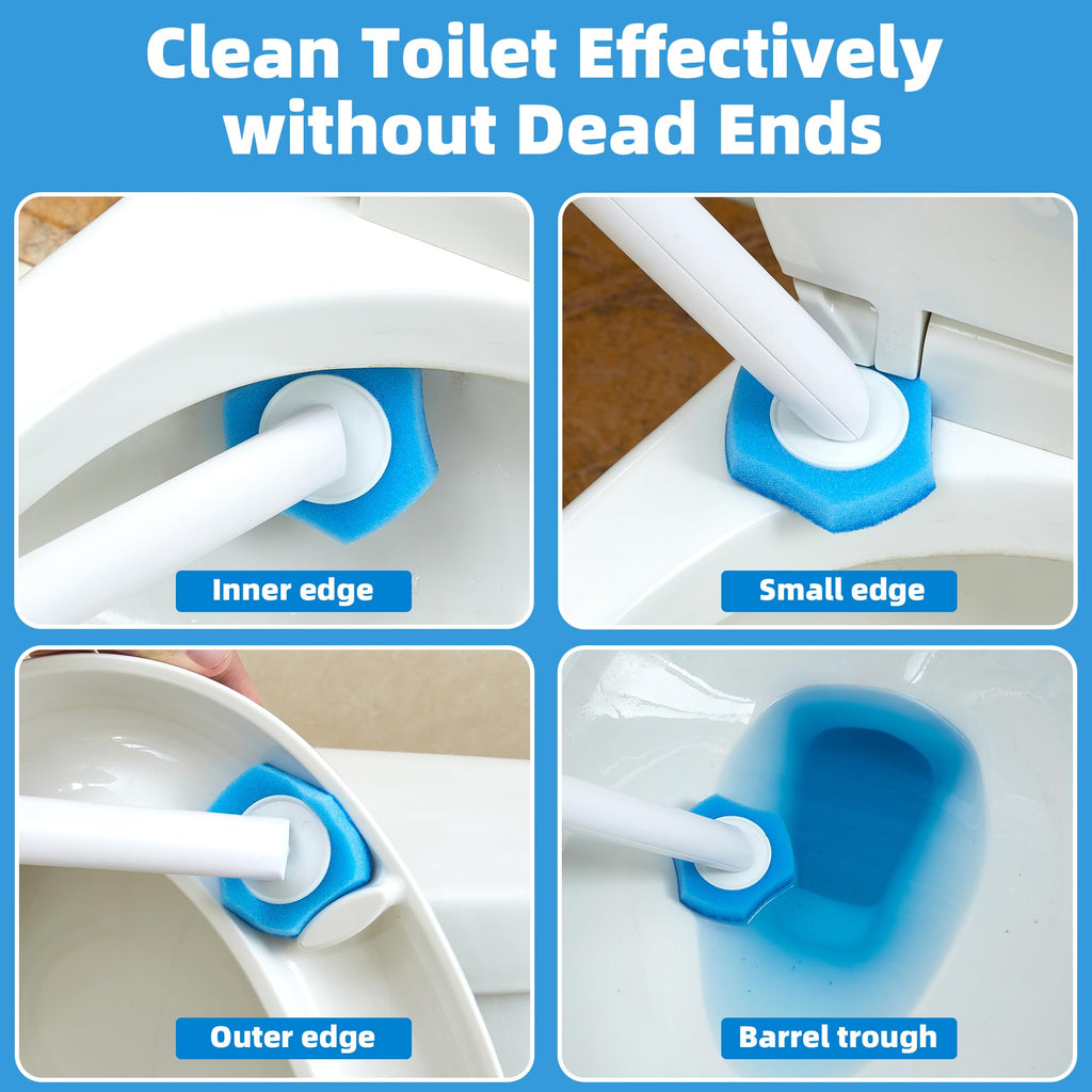 Disposable Toilet Brush with 24 Refills & Holder - Effortless Toilet Bowl Cleaner, Deep Cleaning Kit for Fresh and Tidy Bathroom Maintenance