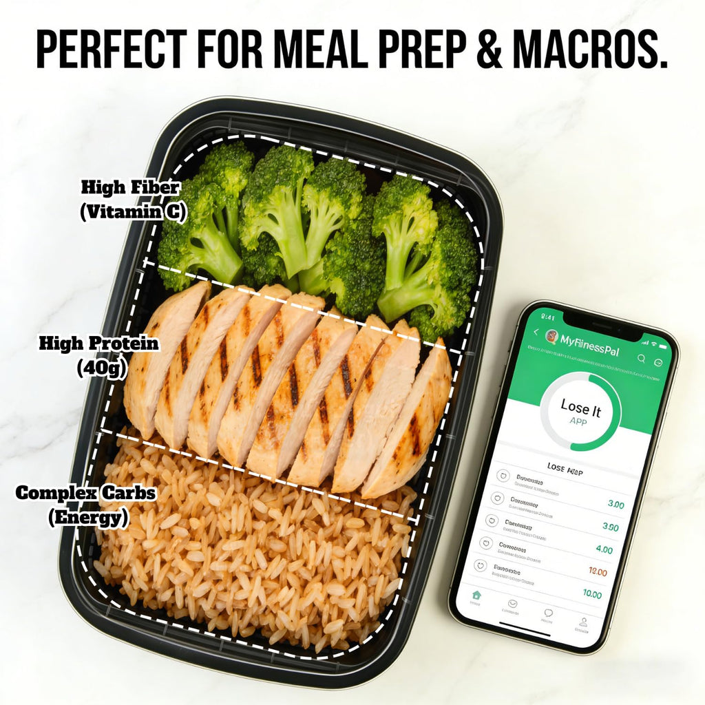 KUMD 40-Piece Set (20-Pack) 32oz Meal Prep Containers with Lids - Reusable 1 Compartment Food Storage & Freezer Containers, Microwave/Dishwasher Safe, BPA Free