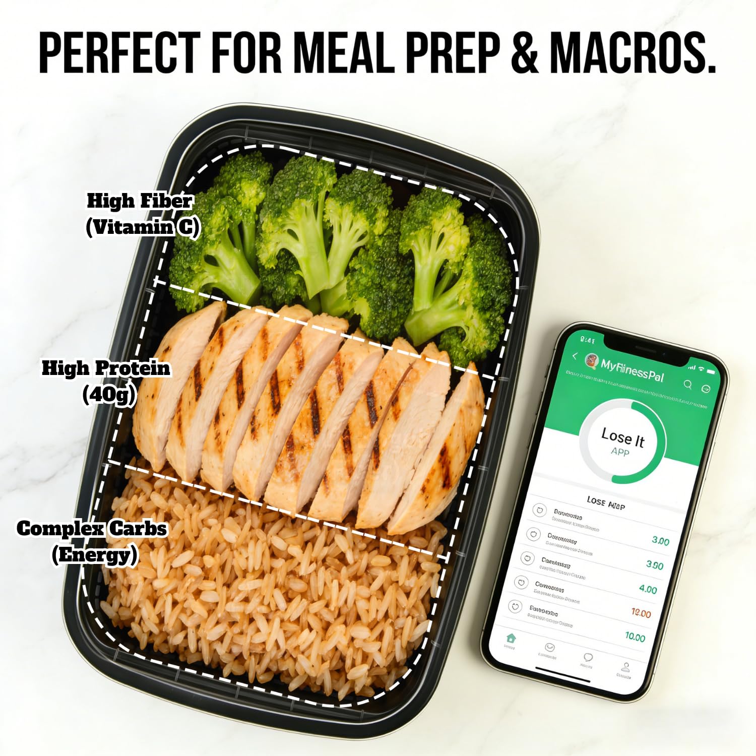 KUMD 40-Piece Set (20-Pack) 32oz Meal Prep Containers with Lids - Reusable 1 Compartment Food Storage & Freezer Containers, Microwave/Dishwasher Safe, BPA Free