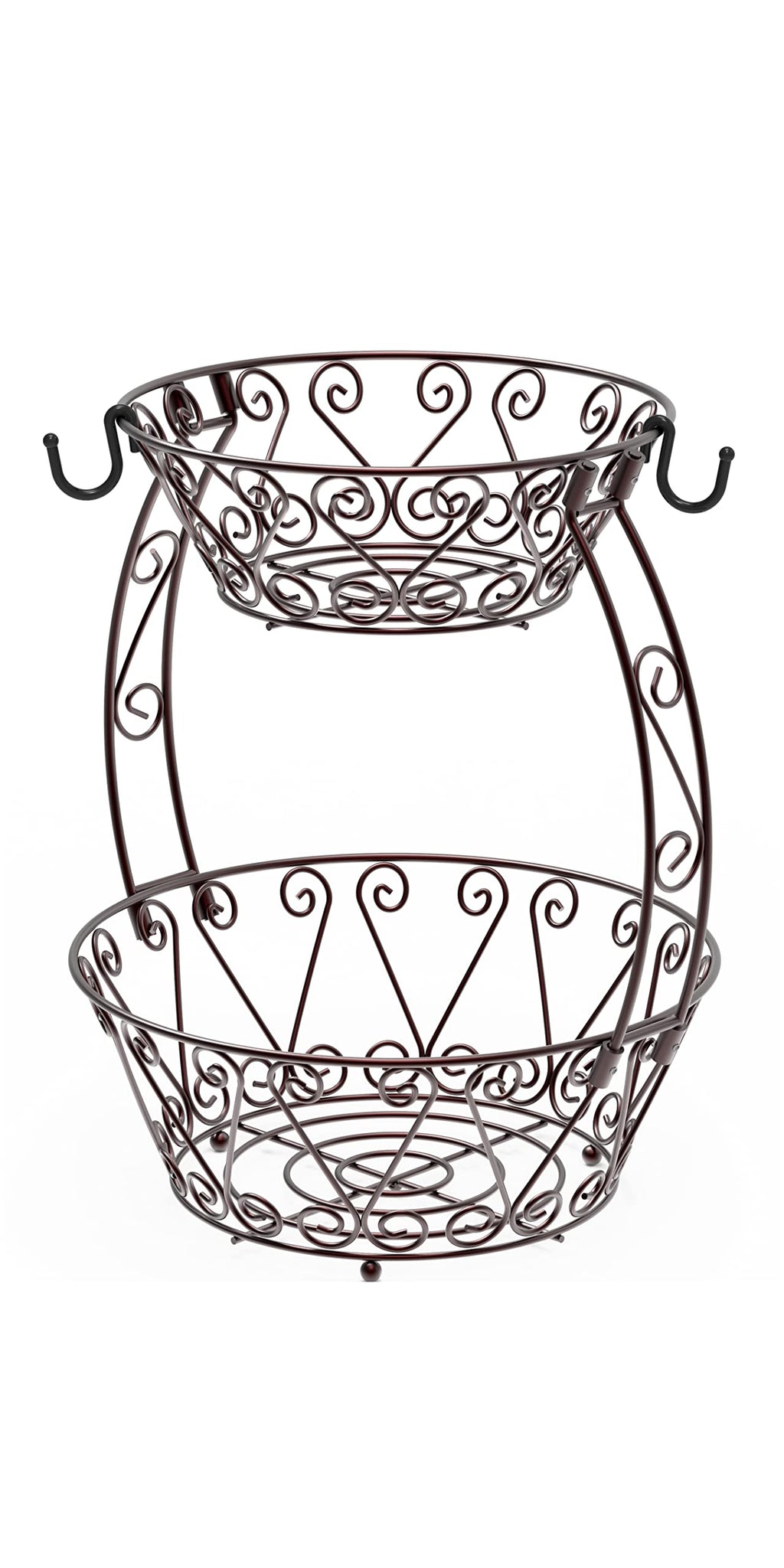 Simple Houseware 2-Tier Countertop Fruit Basket Bowl Storage, Bronze