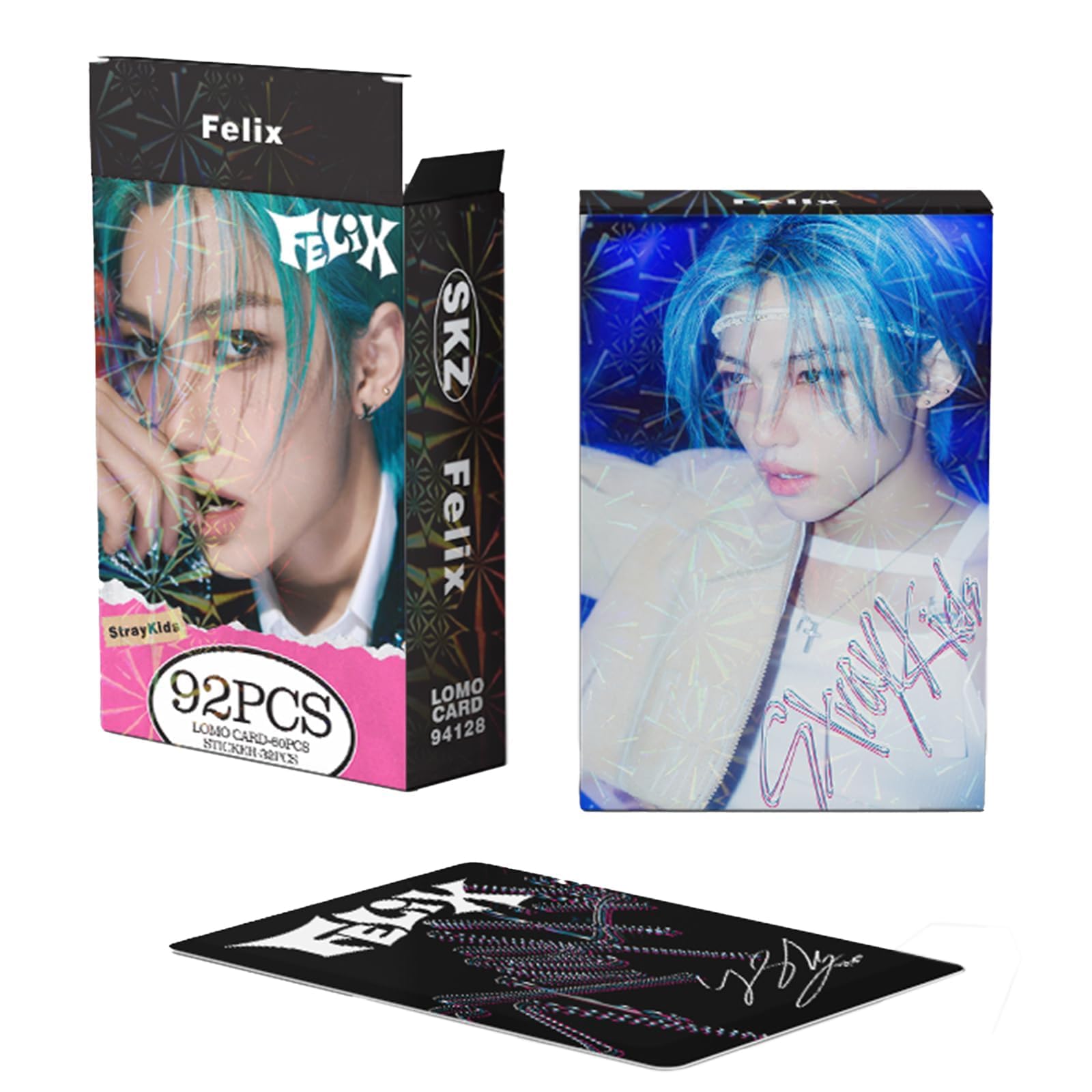 KPOPBP Stray Kids Photocards 60 PCS SKZ Rock Star Album Photo Cards with 32 PCS Stickers KPOP Gift Lomo Cards Merch for SKZ Boys and Girls (Felix)