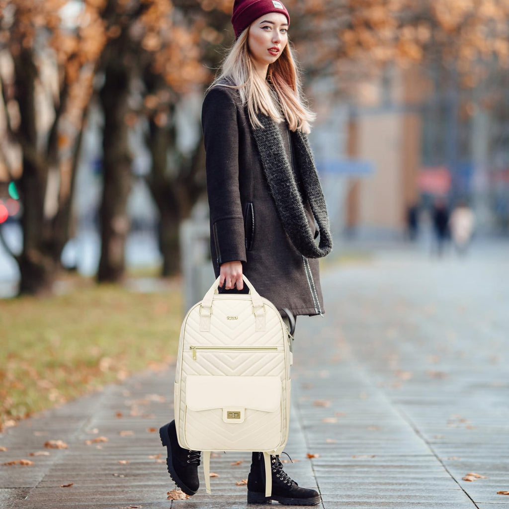 Backpack for Women,Girls Laptop Bag With USB Charging Port for High School University Leisure,Sac a Dos,Beige
