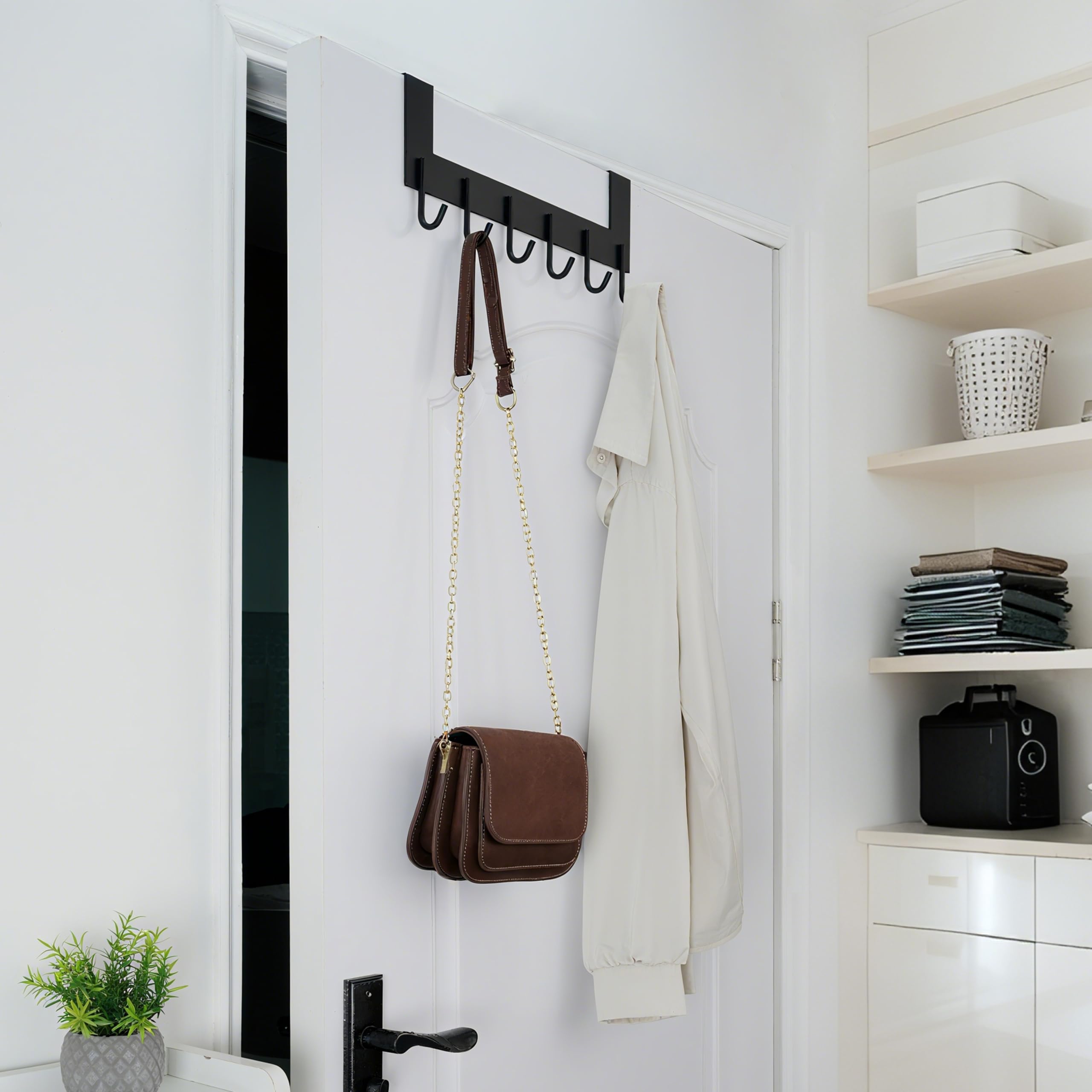 WEBI Over The Door Hook for Hanging Door Hanger Over Door Towel Rack Over The Door Coat Rack Hanger for Towels,Clothes,Back of Bathroom,Black