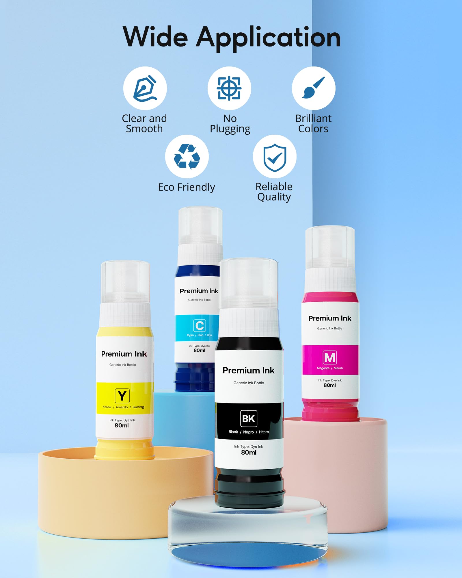 CEEBOO Compatible Ink Bottle Replacement for Epson 522 (Not Sublimation Ink), Use for ET-2400, 2720, 2800, 2803, 2840, 4700, 4800, 4810 Printer, 2 Black,Cyan,Magenta,Yellow, 5 Bottles