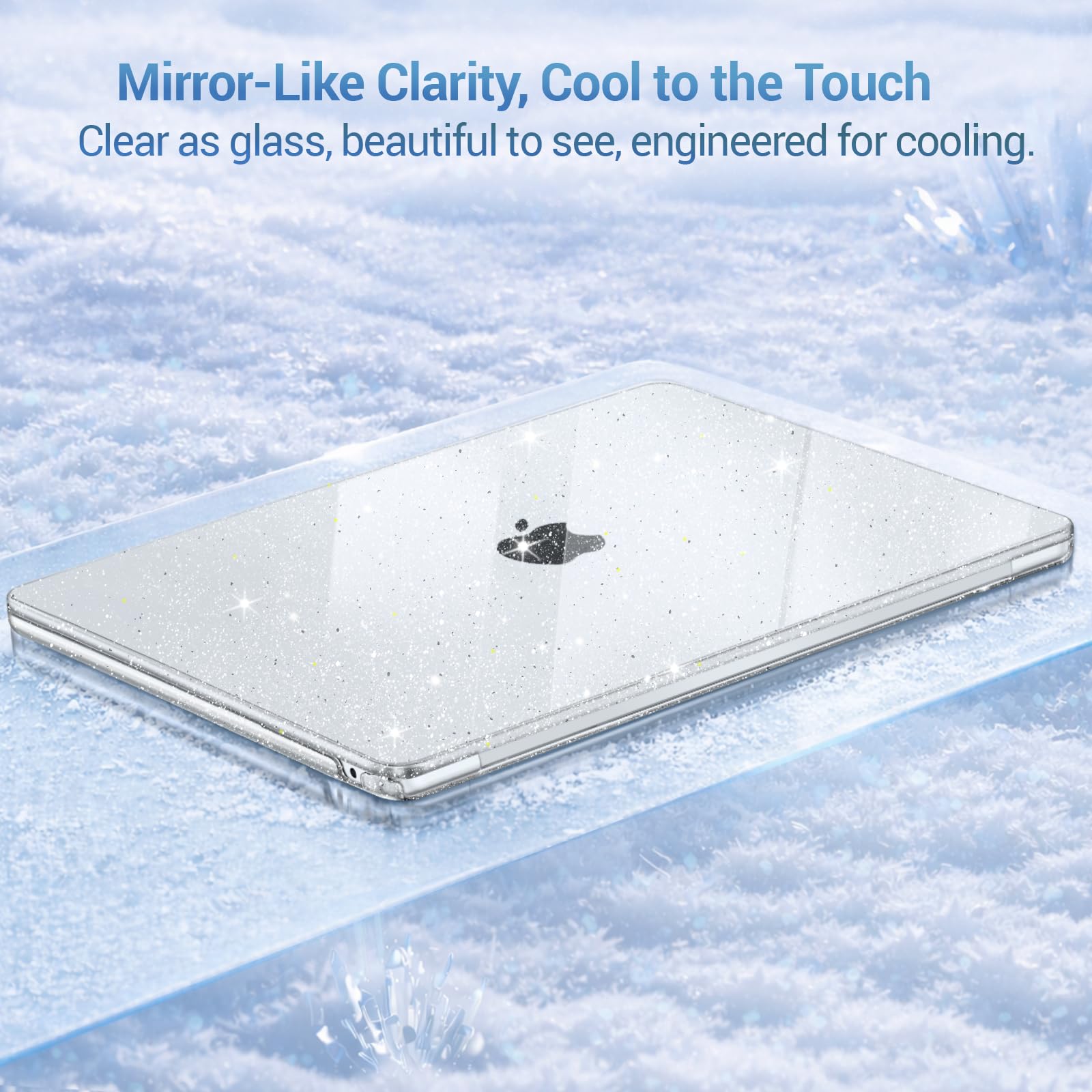MOSISO Sparkly Glitter Case Compatible with MacBook Air 13 inch M5 2026 M4 2025 M3 M2 2024-2022 A3449 A3240 A3113 A2681, Hard Shell&Keyboard Cover&ScreenFilm&Pouch for MacBook Air 13.6, Transparent