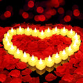 2000 Pcs Artificial Rose Petals with 24 Pcs Romantic Flameless Candles, LED Heart Tea Lights Battery Operated for Romantic Night Wedding Anniversary Table Party Decoration