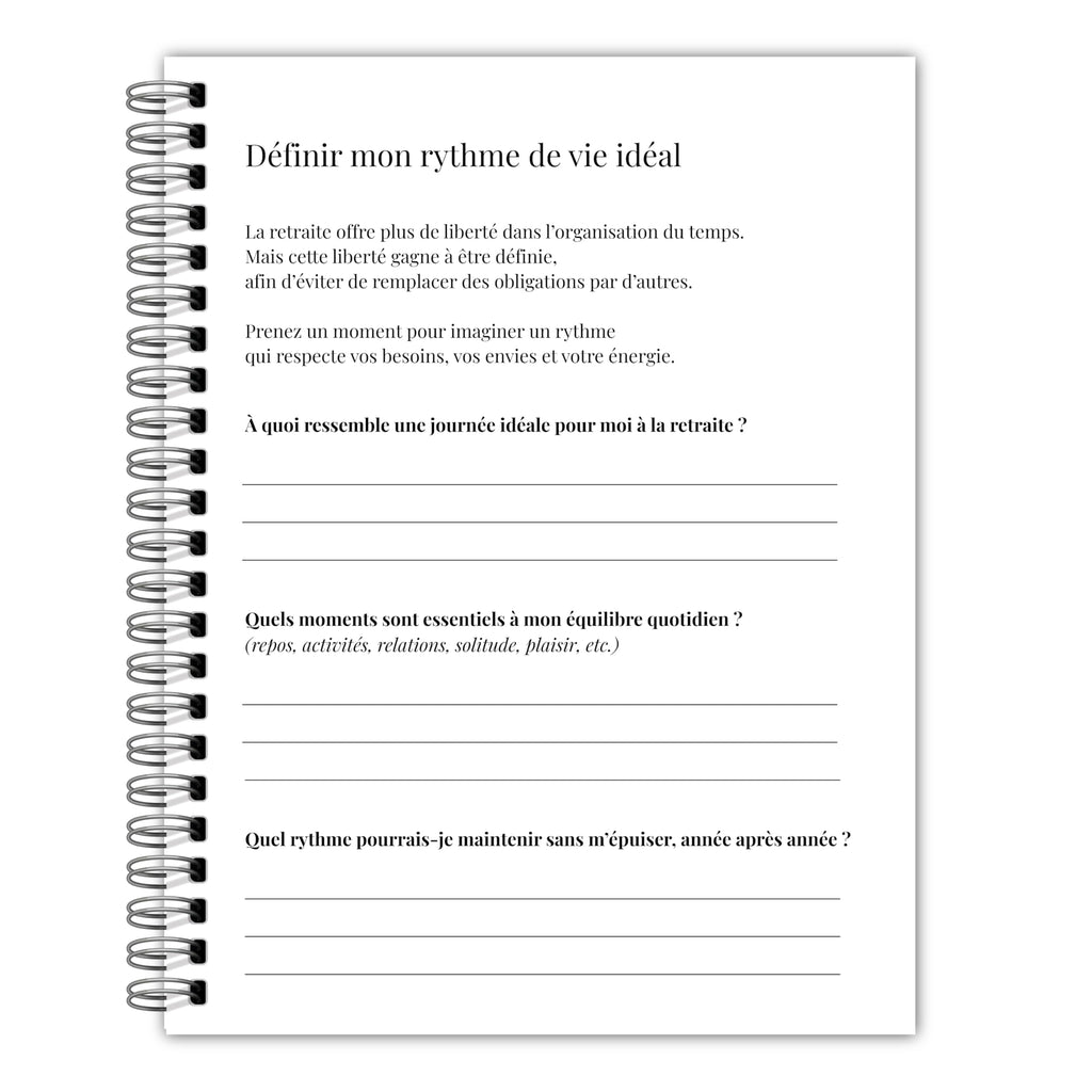 Mon Journal de Retraite, préparation, visualisation guidée, cadeau pour retraités et futurs retraités, Journal en Français, Livre de Retraite