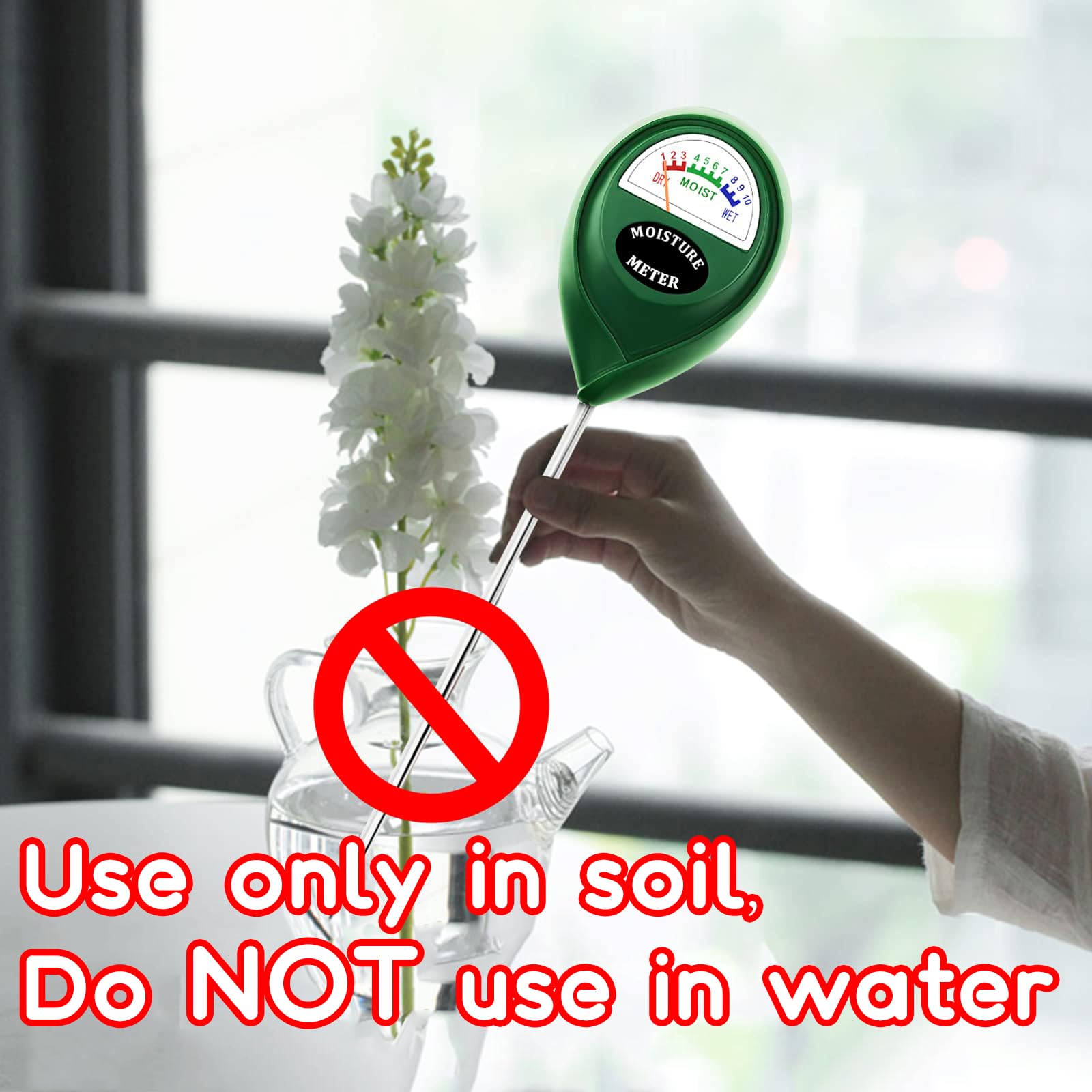 Suplong 2 Packs Soil Moisture Meter, Moisture Meter for Plants, Plant Water Meter, Plant Moisture Meter for Garden, Farm, Lawn, Indoor & Outdoor (No Battery Needed)(Green)