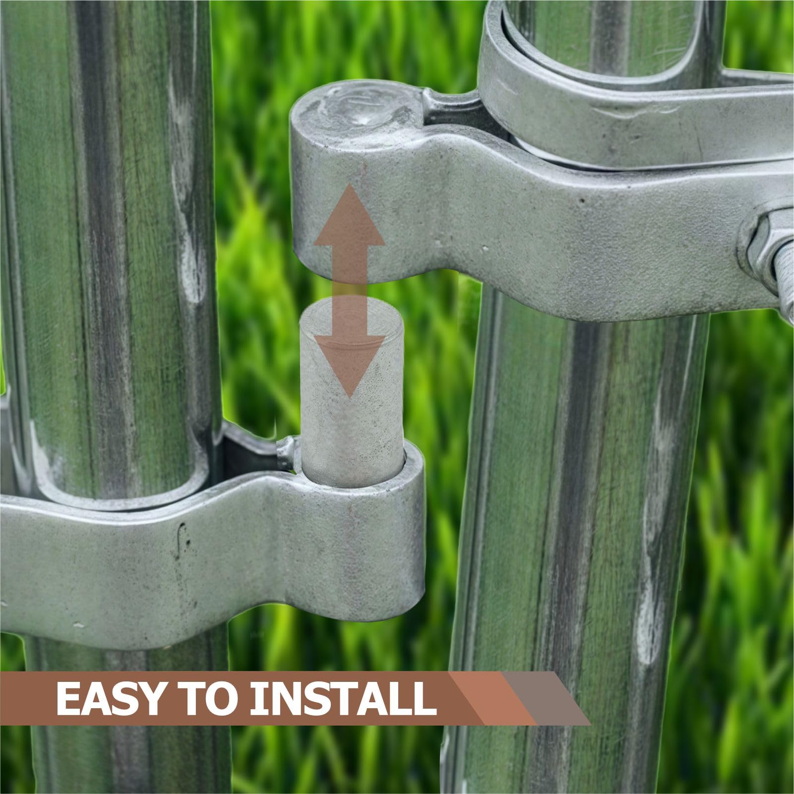 Chain Link Fence Gate Post Hinges - Heavy Duty Galvanized Steel, Corrosion-Resistant Outdoor Gate Hardware with Bolt & Nut, 1Pack (2-3/8")