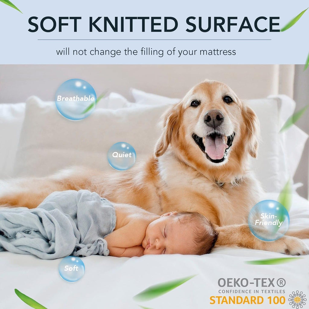 2 Pack Twin Size Waterproof Mattress Protector, Breathable, Noiseless Mattress Cover, 8"-21" Fitted Deep Pocket Mattress Protector Pad Cover - Cooling Smooth Soft,38"x 75"(White)