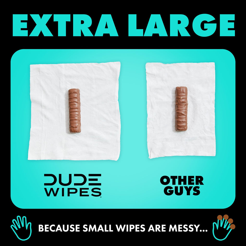 DUDE Wipes - Flushable Wipes Travel Pack - 6 Pack, 108 Wipes - Mint Chill Extra-Large Adult Wet Wipes - Vitamin-E, Aloe Vera, Eucalyptus, and Tea Tree Oils - Septic and Sewer Safe Butt Wipes