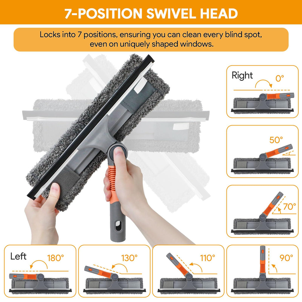 Window Cleaning Tools - Squeegee Window Cleaner - 2-in-1 Multifunctional Shower Squeegee Extendable - Windows Washing Tools for Outdoor Indoor Car