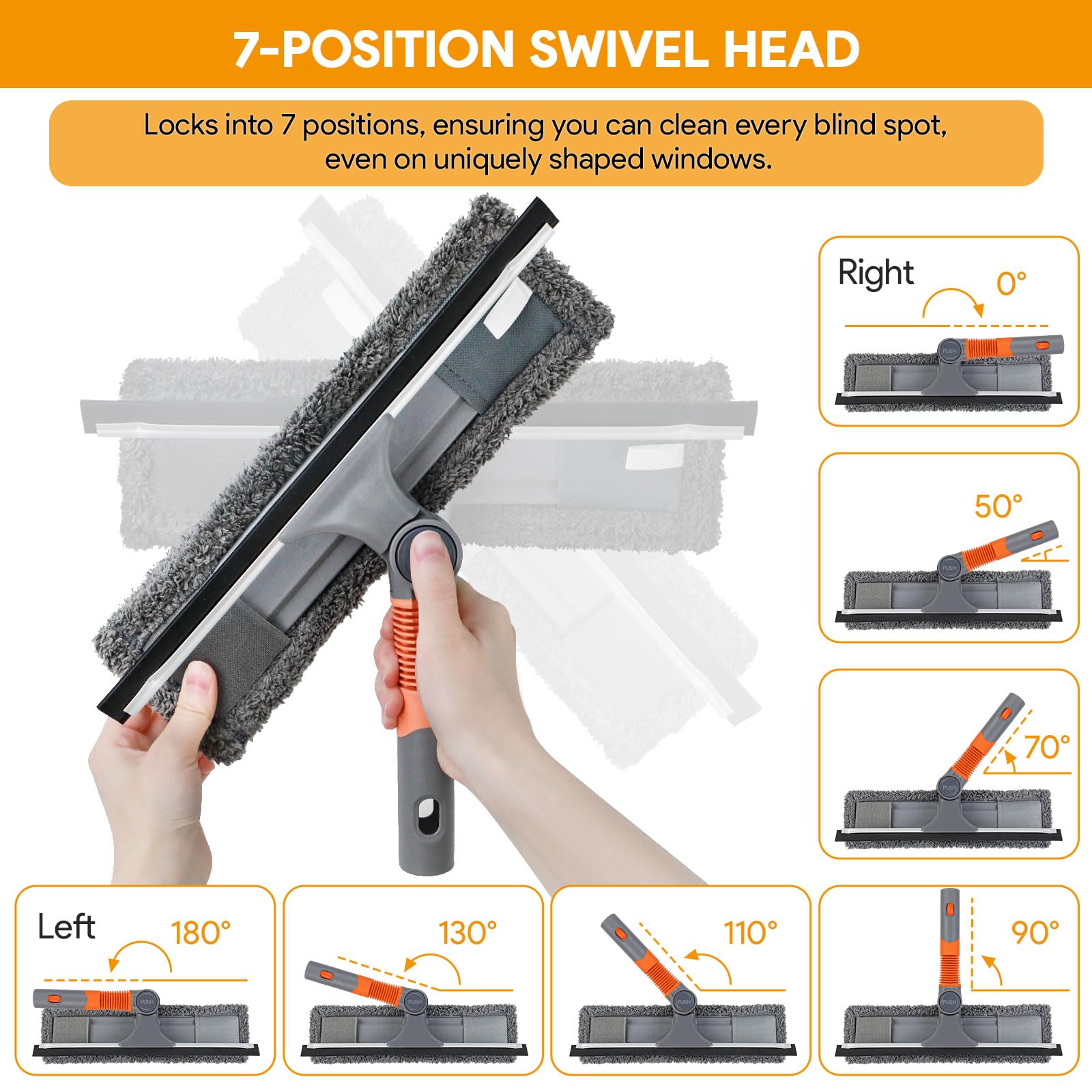 Window Cleaning Tools - Squeegee Window Cleaner - 2-in-1 Multifunctional Shower Squeegee Extendable - Windows Washing Tools for Outdoor Indoor Car