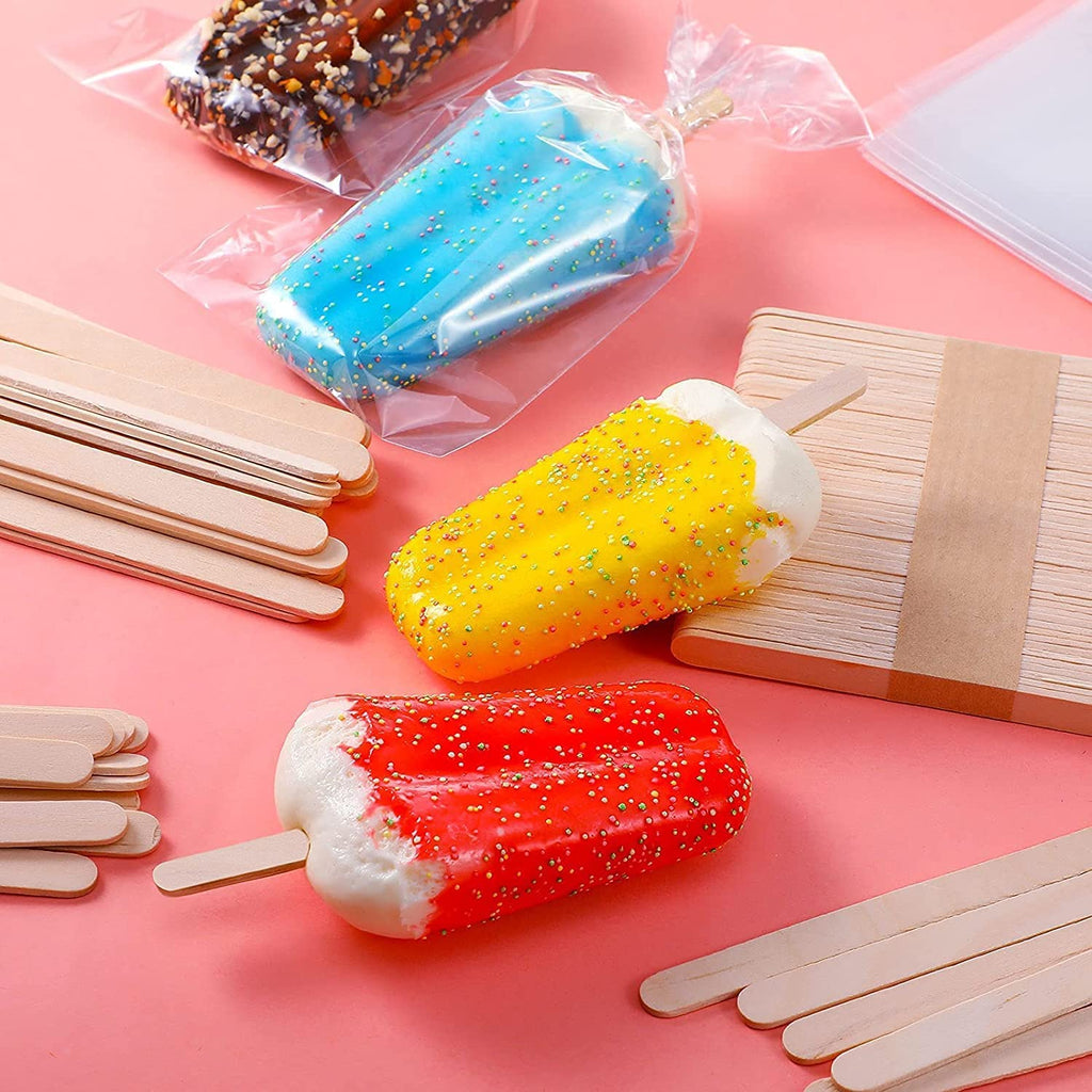Popsicle Molds, BPA Free Food Grade Silicone, Frozen Popsicle Mold, Ice Pop Cream Maker, 10-Cavity Popsicle Maker Molds, Includ 50 Wooden Sticks & Cleaning Brush& Funnel & 100 Popsicle Bags, Red
